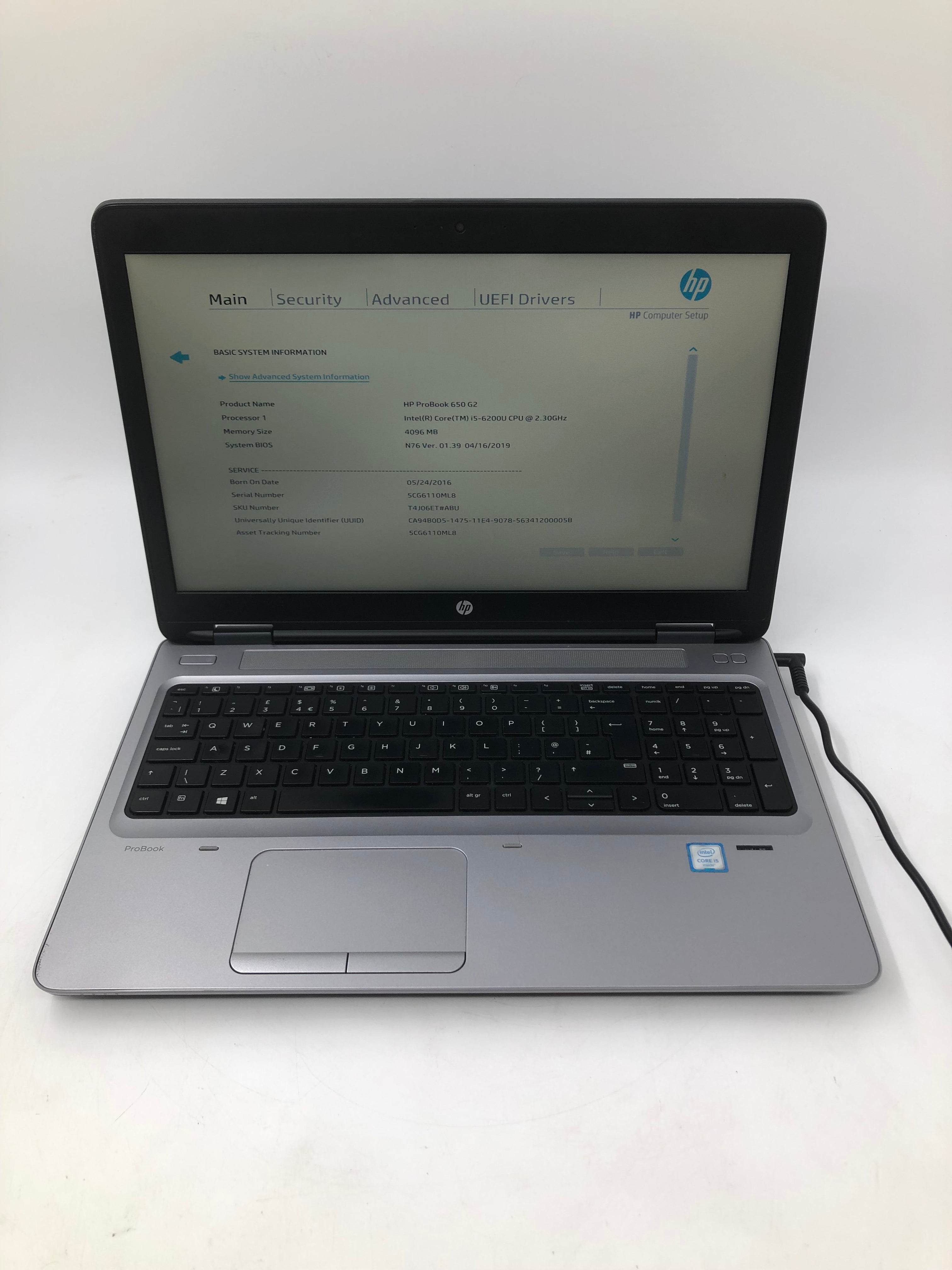 HP Laptop ProBook 650 G2 15" i5 6th Gen 4GB RAM No HDD No OS *Spares*