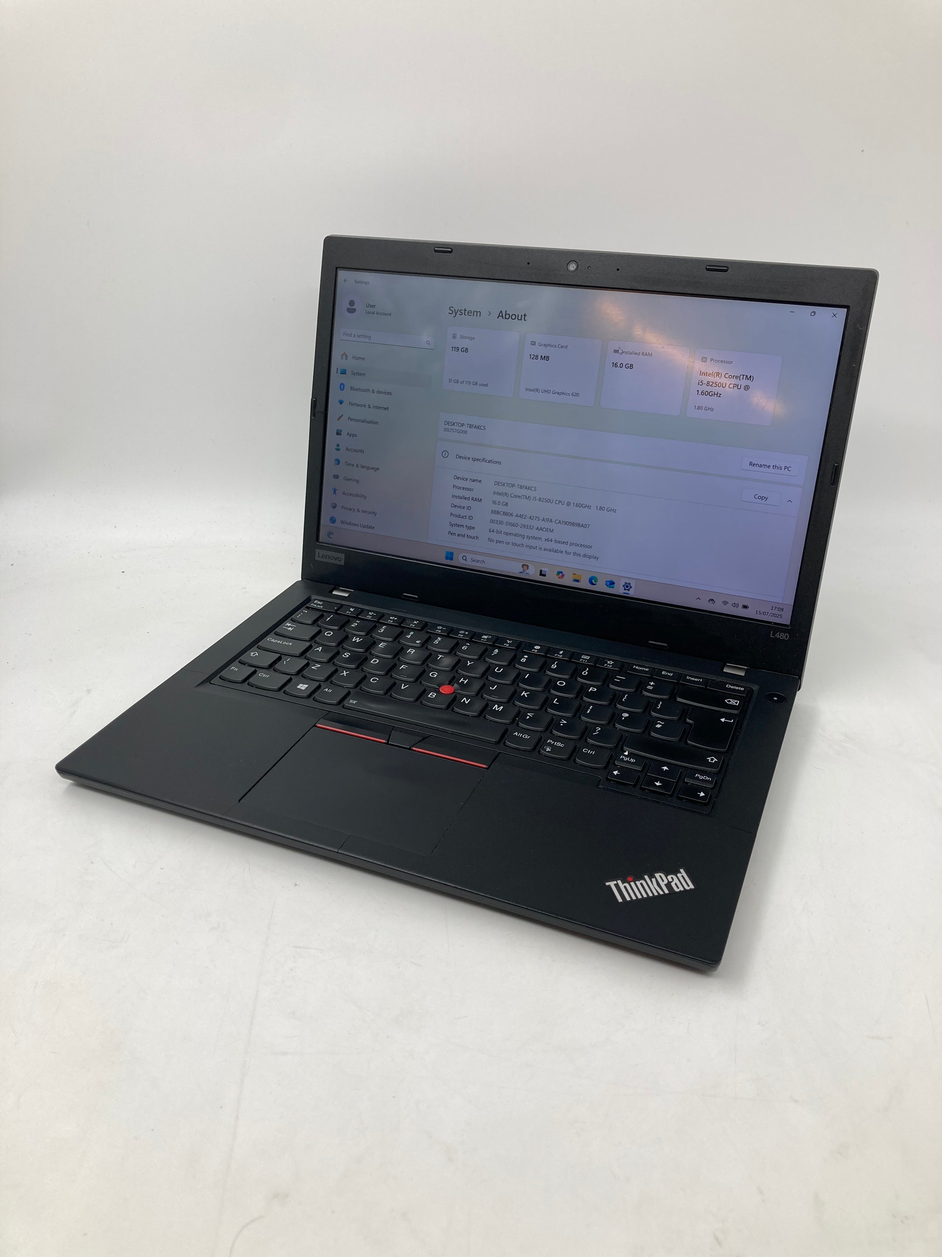 Lenovo ThinkPad L480 14" Screen i5 8th Gen 16GB Ram No SSD No OS *Spares*