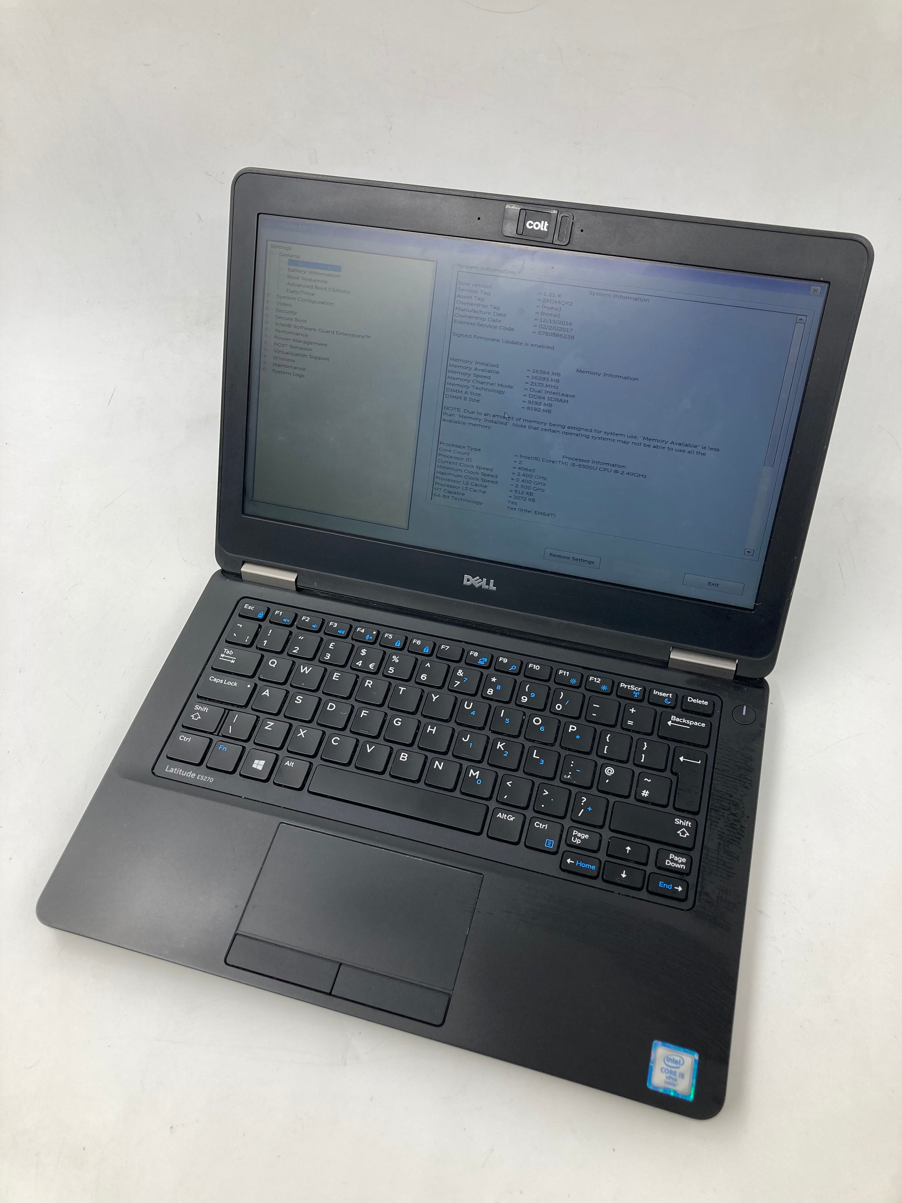 Dell Laptop Latitude E5270 12.5" i5-6300U 16GB RAM No SSD No OS #12