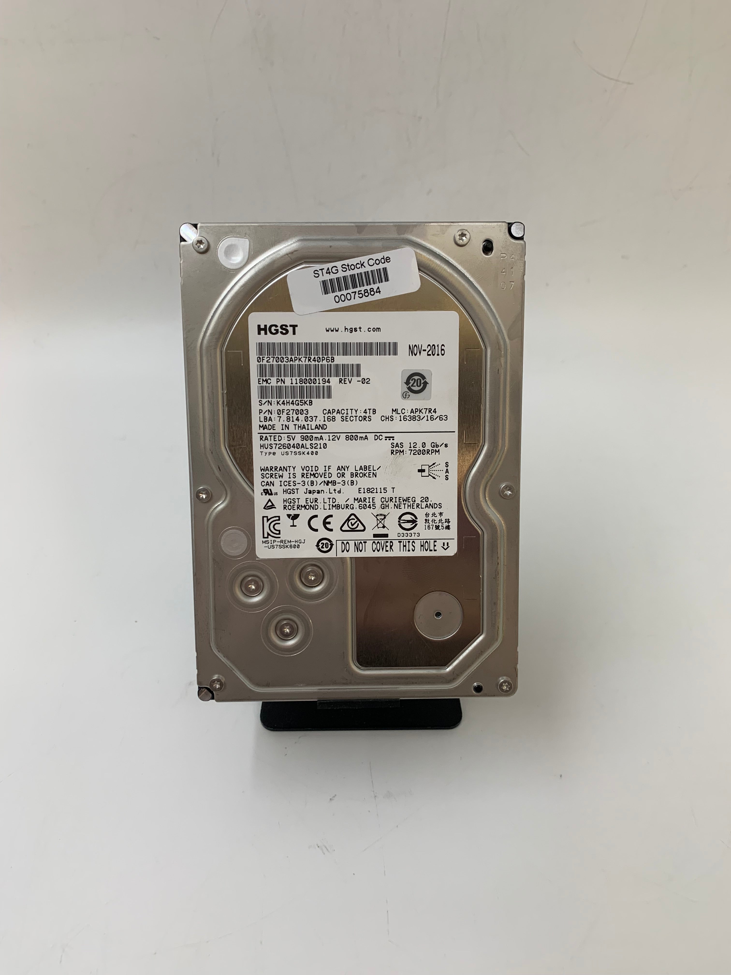HGST HDD | 3TB | 3.5 inch | SAS | HUS726040ALS210 | 7.2K RPM | 12Gbps