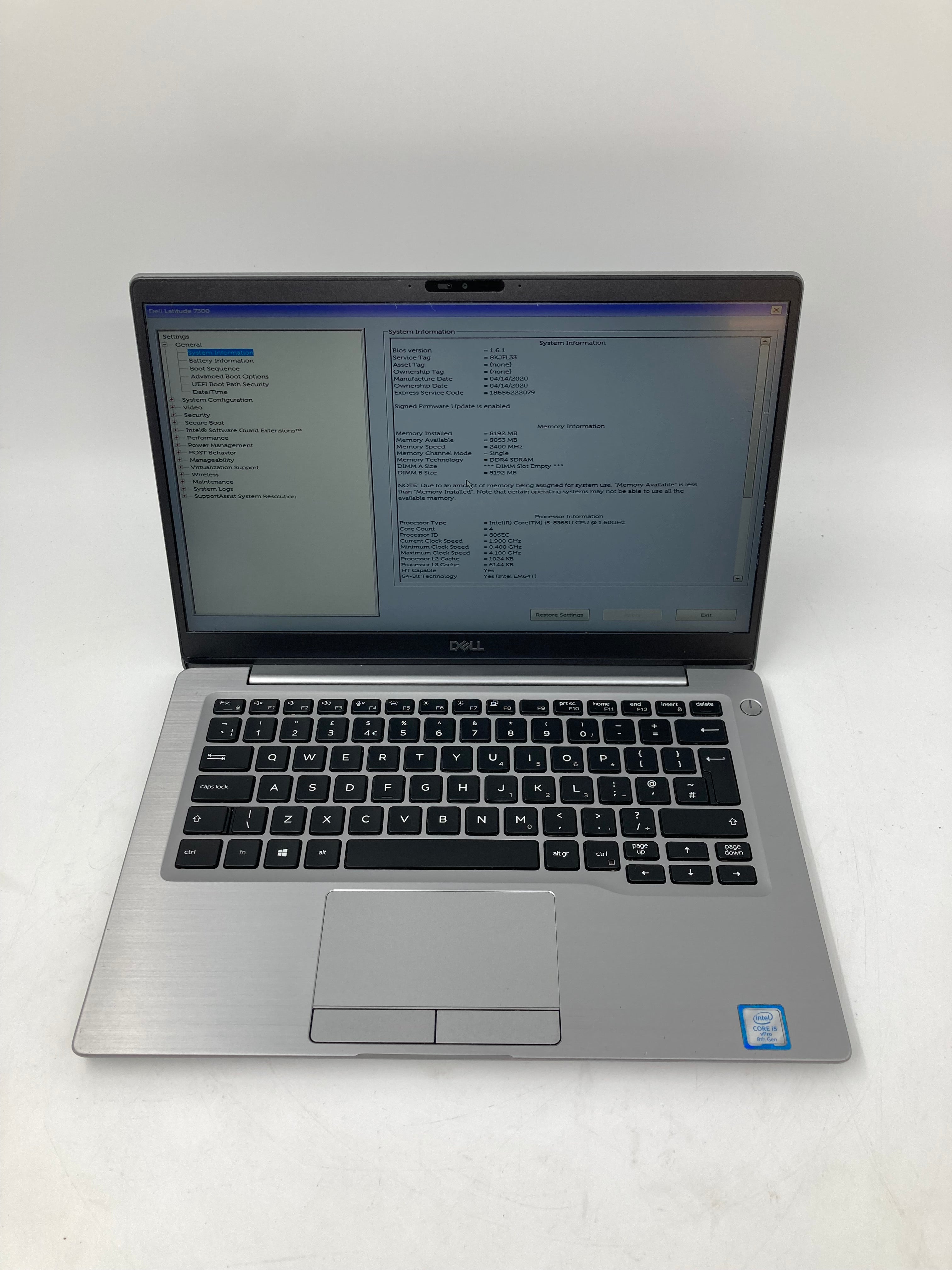 Dell Laptop Latitude 7300 13" i5 8th Gen 8GB RAM 256GB SSD No OS