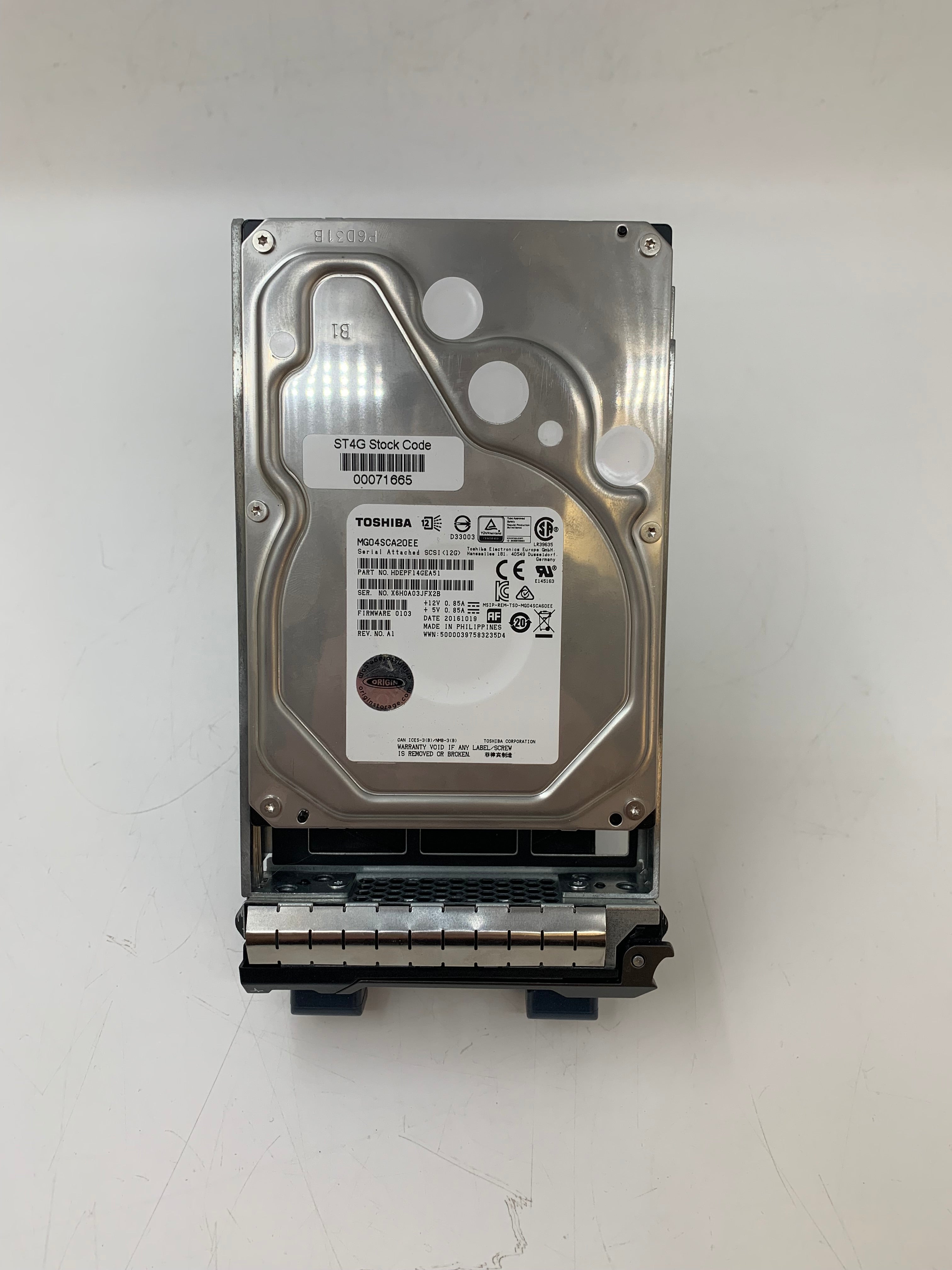 Toshiba HDD | 2TB | 3.5 inch | SAS | MG04SCA20EE | 7.2K RPM | 12Gbps | With Caddy