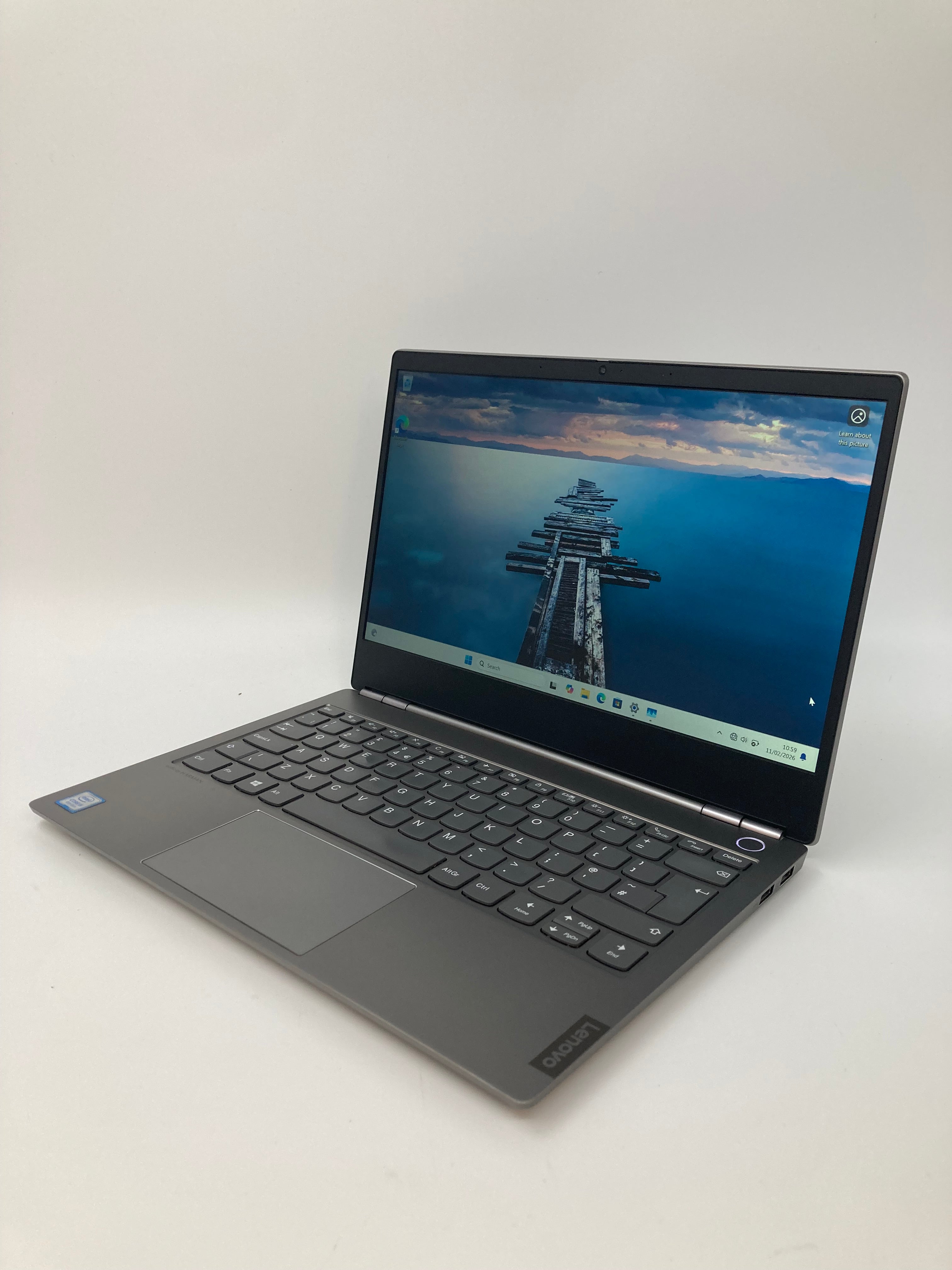 Lenovo ThinkBook 13S-IWL front angled view showing keyboard and 13" screen