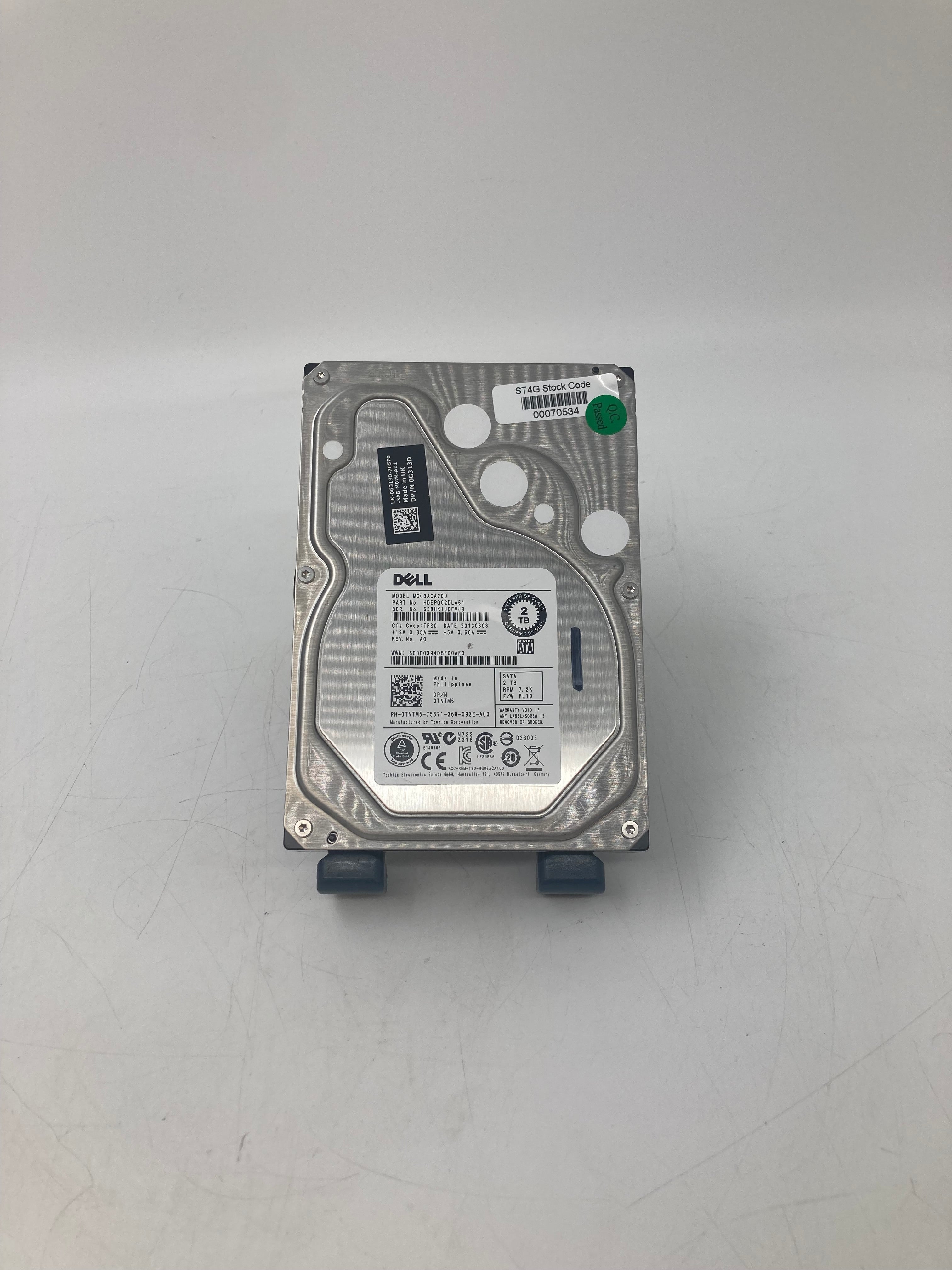 Dell HDD | 2TB | 3.5 inch | SATA | MG03ACA200 | 7.2K RPM | 6Gbps