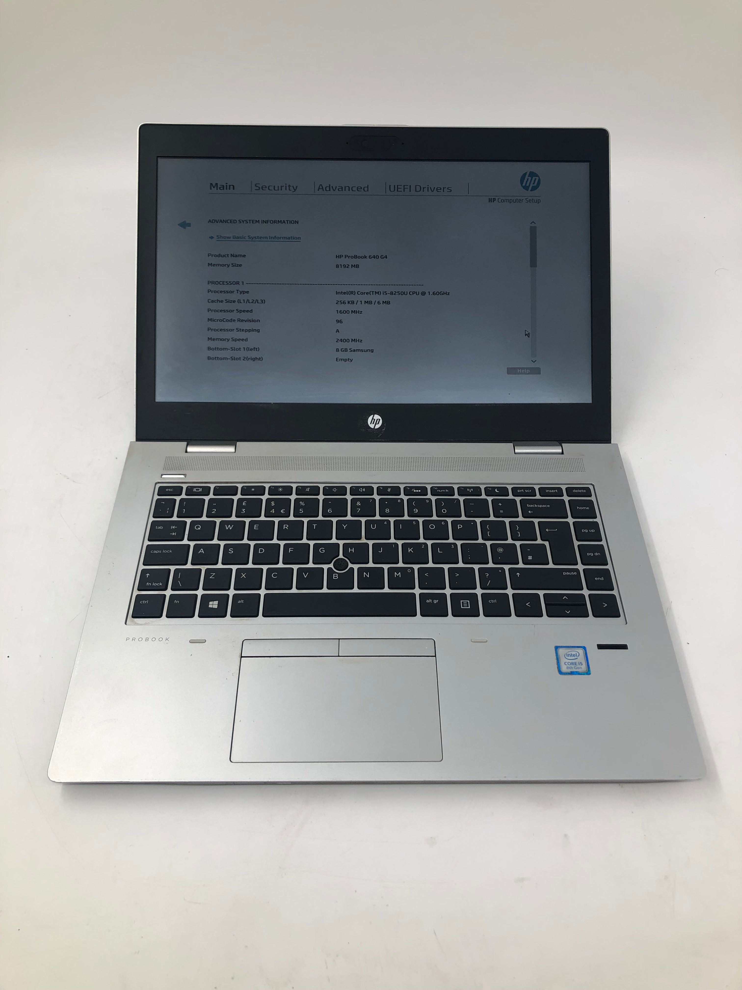 HP ProBook 640 G4 14" Screen i5 8th Gen 8GB RAM 256GB SSD NO OS -Spares-