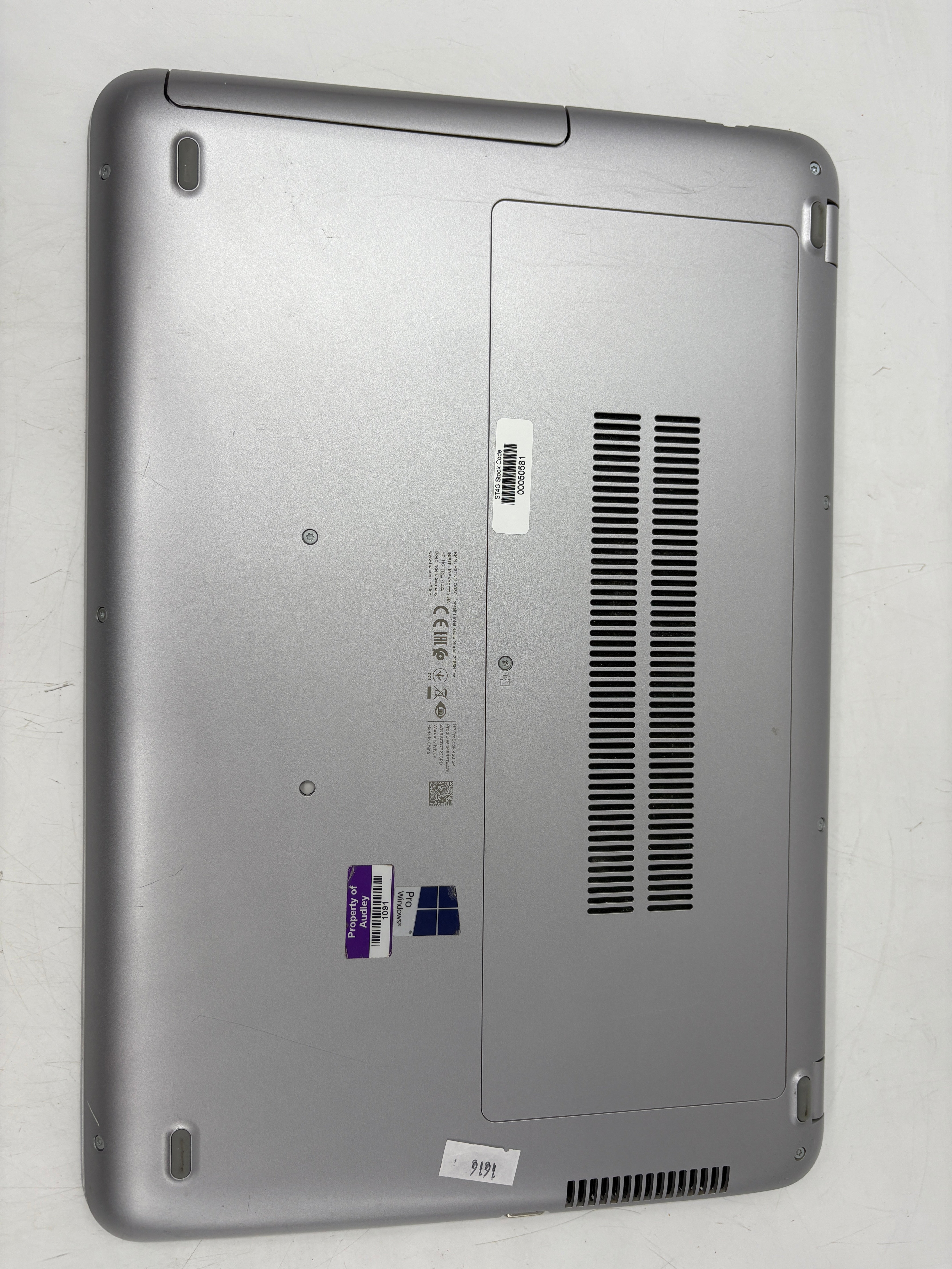 HP Laptop Probook 450 G4 15.6" Screen i5 7th Gen 4GB RAM 256GB SSD W10