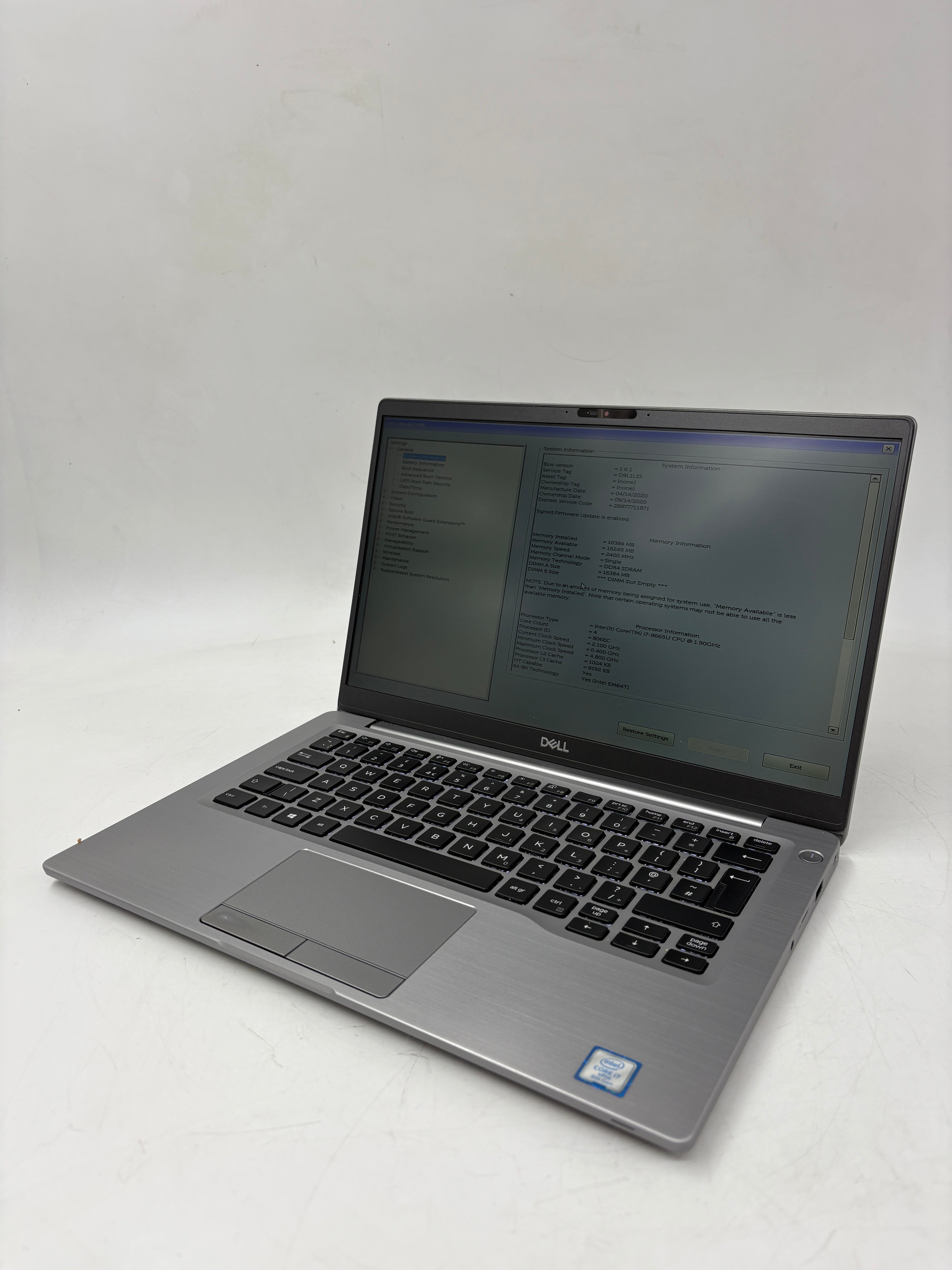 Dell Laptop Latitude 7400 14" Screen i7 8th Gen 16GB RAM 512GB SSD W11