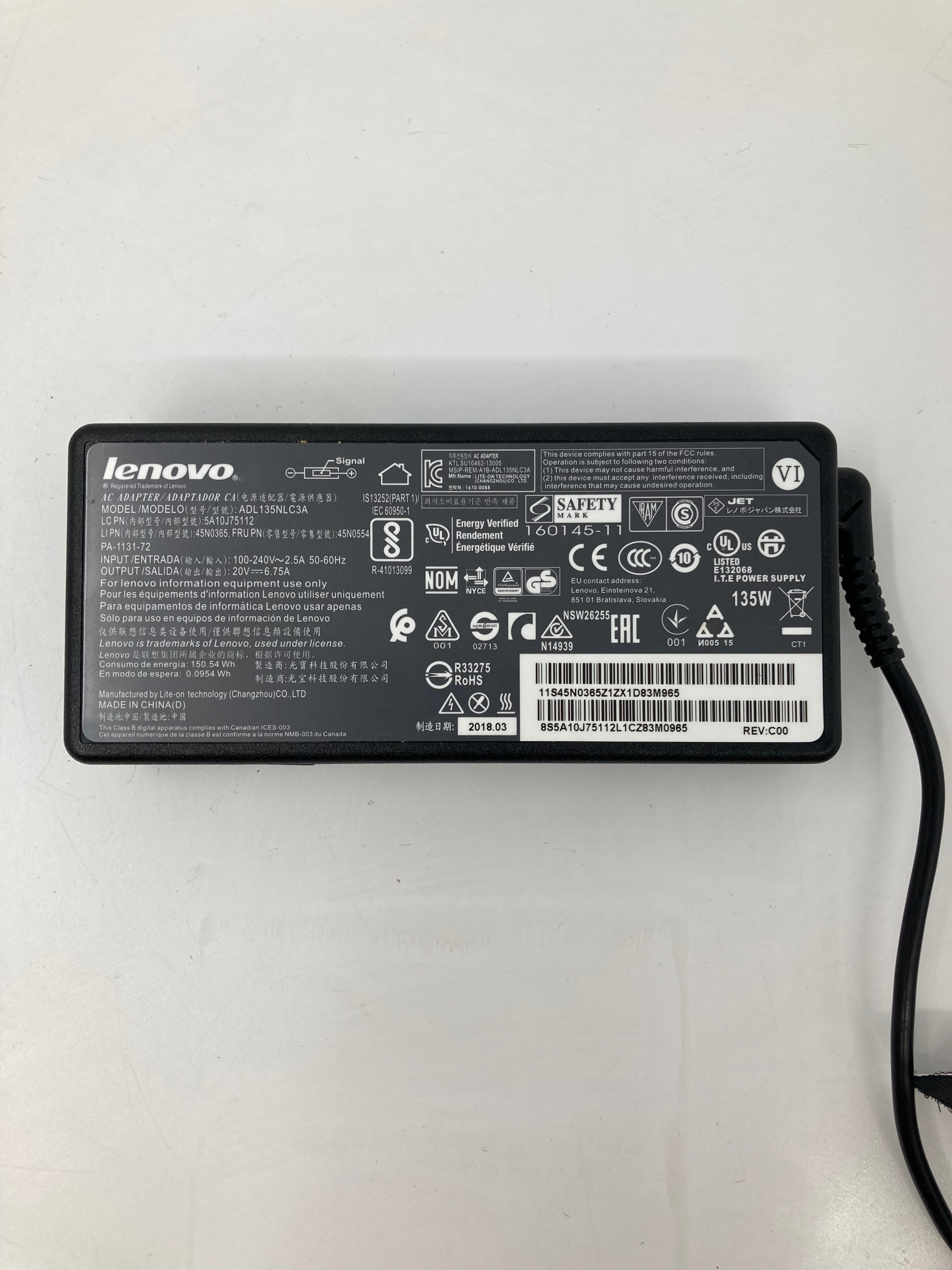 Batch x10 Lenovo Square Tip AC Adapter Charger 65W/ 135W - Black