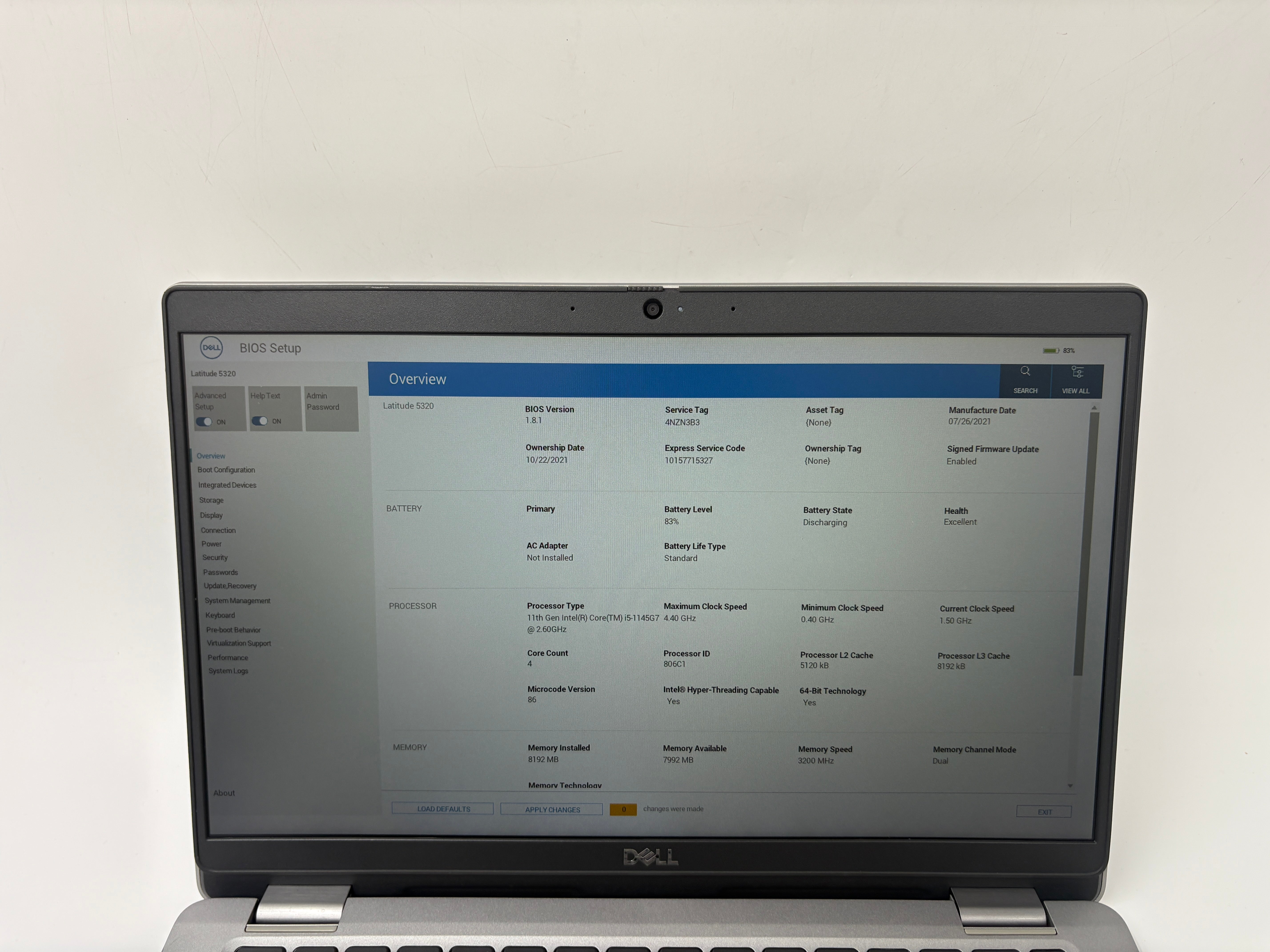 Dell Laptop Latitude 5320 13" Screen i5 11th Gen 8GB RAM No SSD No OS Spares