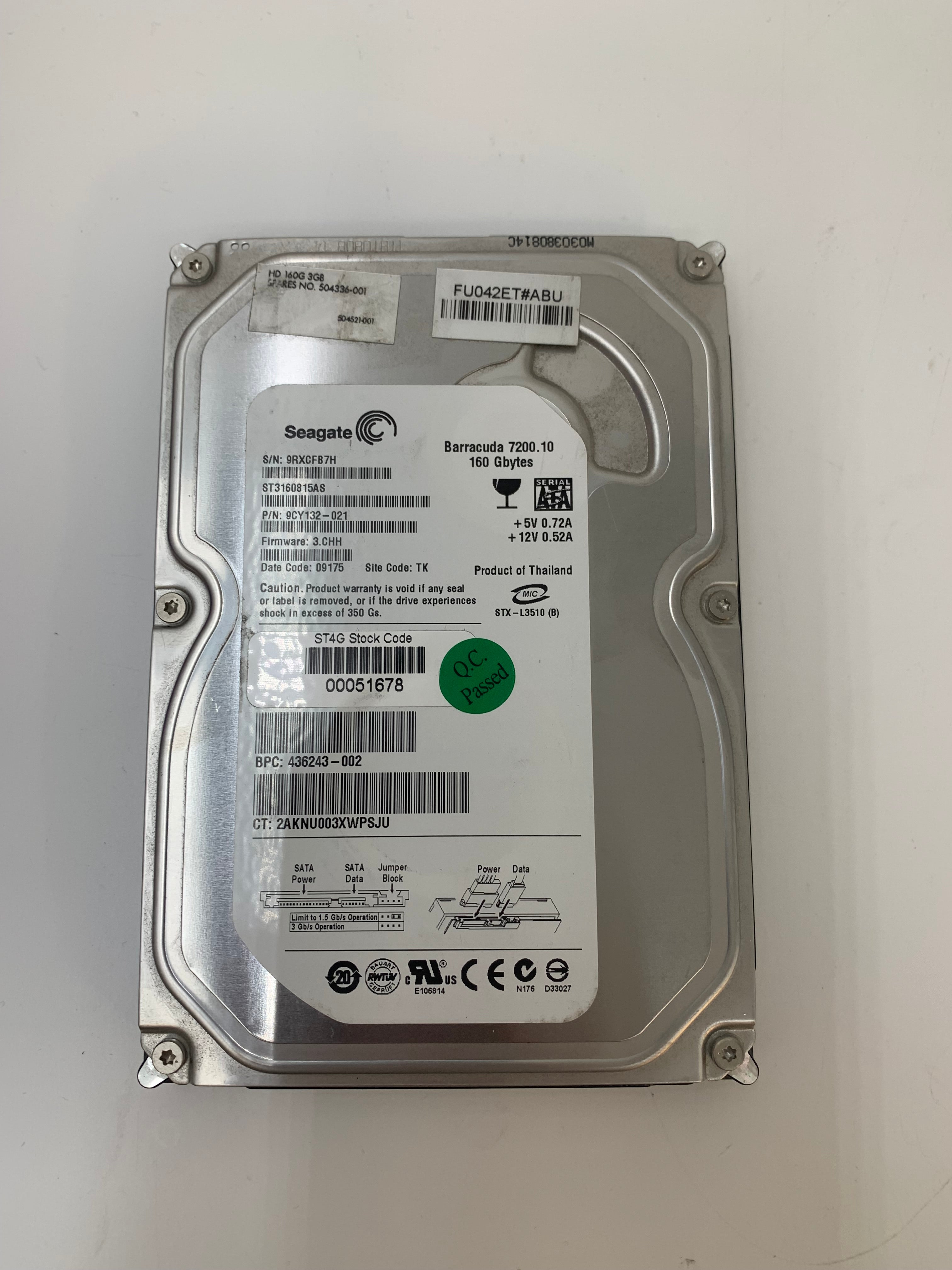 Seagate HDD | 160GB | 3.5 inch | SATA | MIXED MODELS | 7.2K RPM | Lot of 20