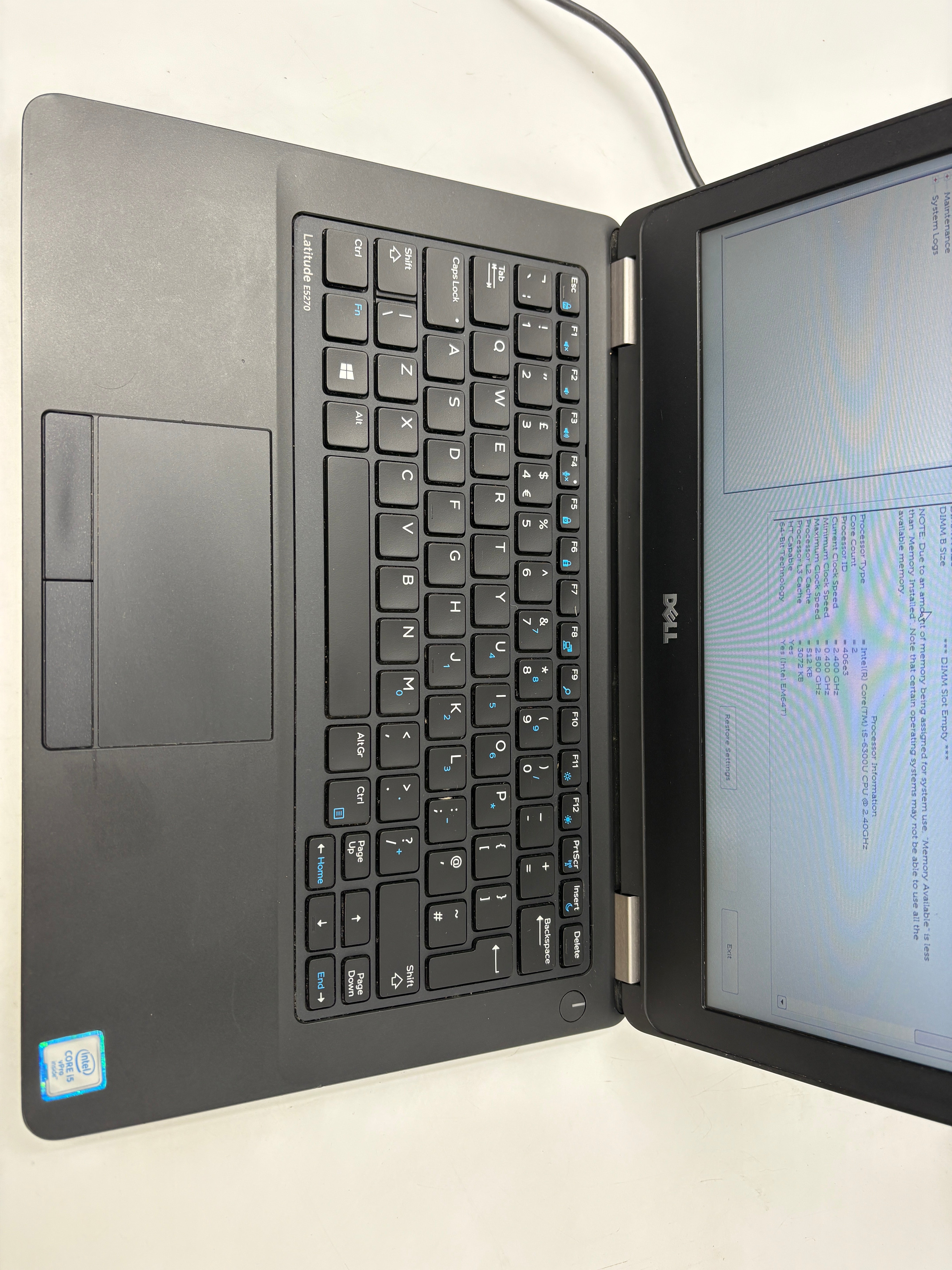 Dell Laptop Latitude E5270 12.5" Screen i5 6th Gen 8GB RAM NO SSD NO OS