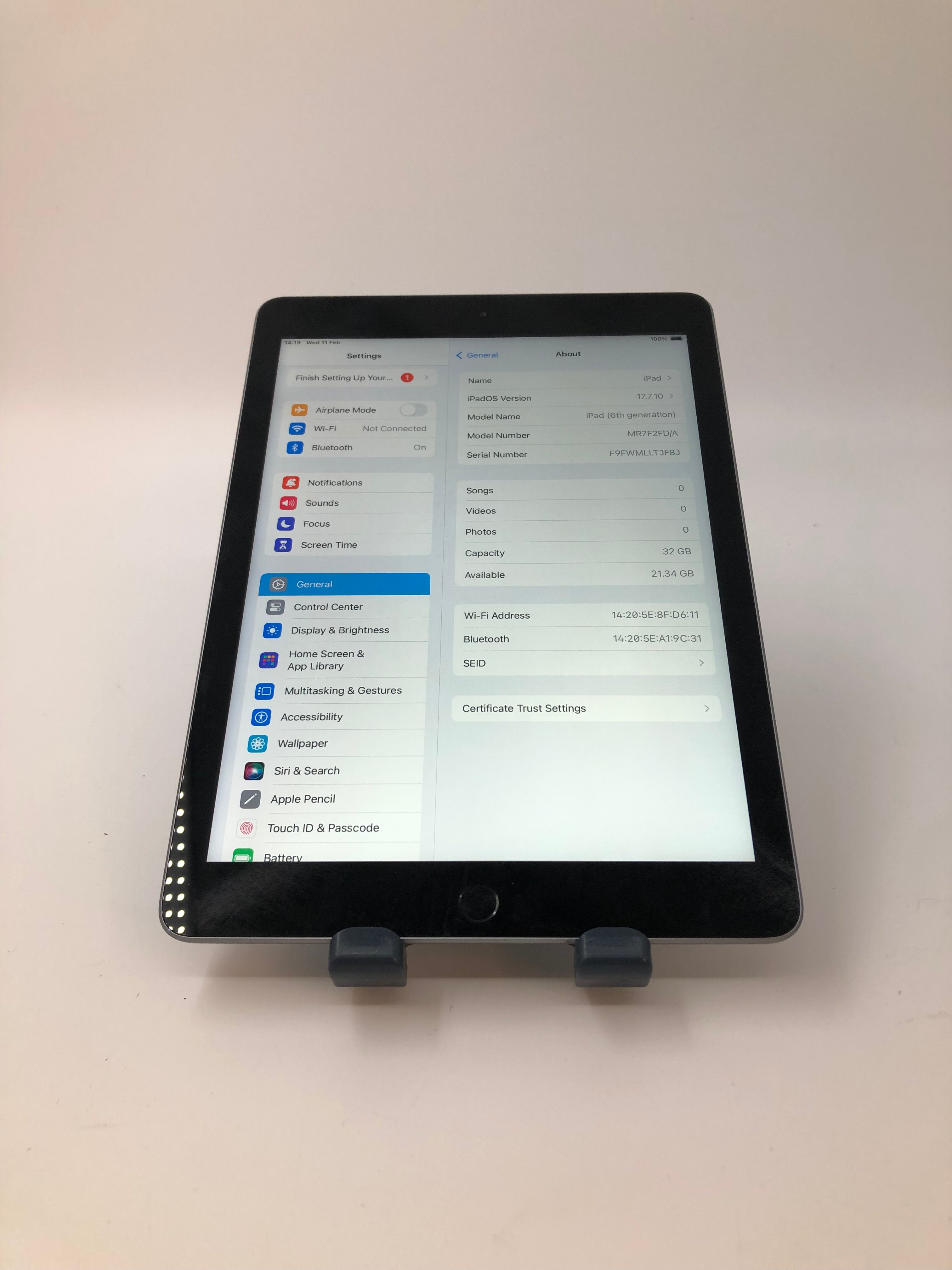 Apple iPad (2018) 6th Gen front view showing 9.7" screen
