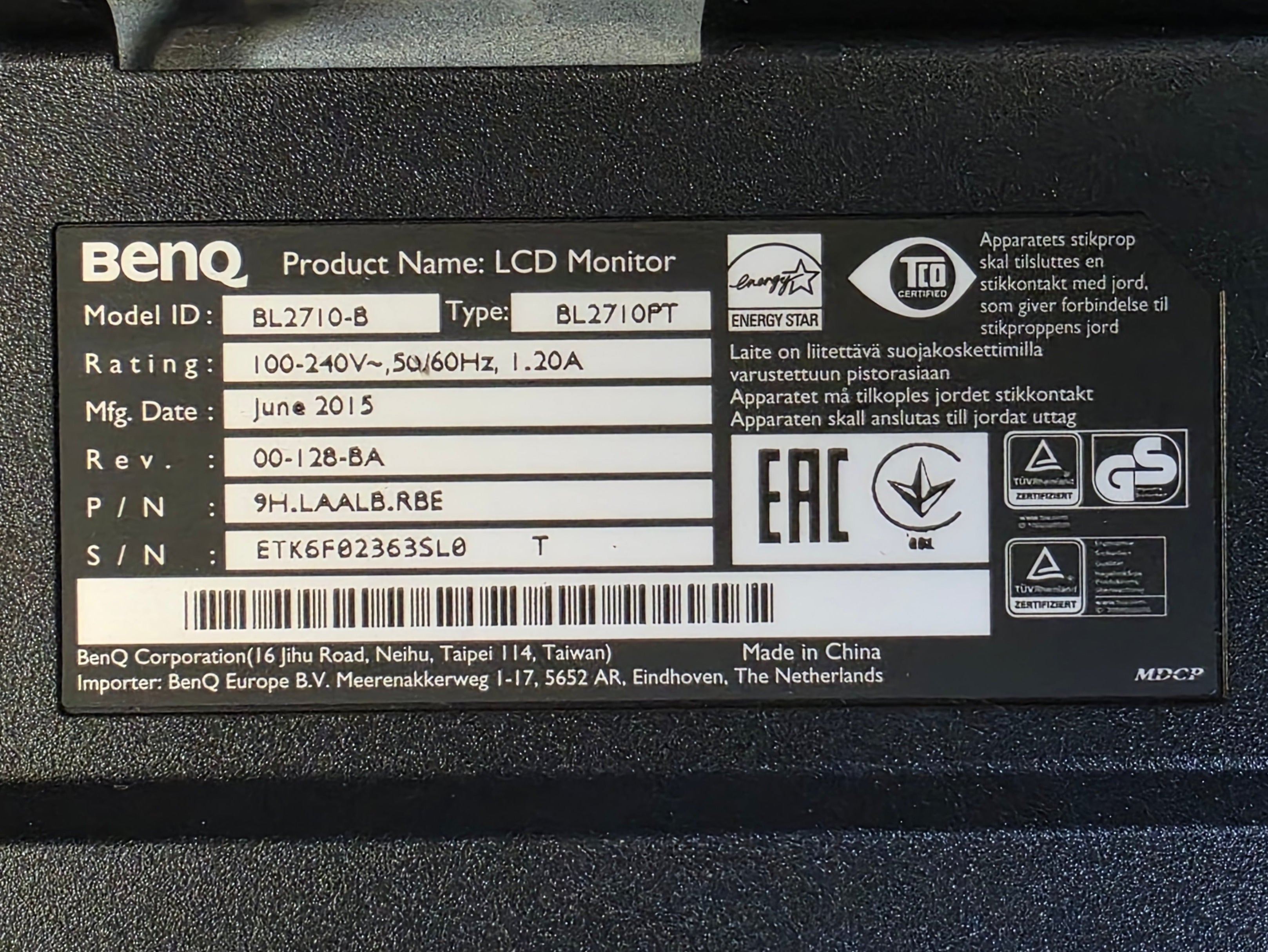 BenQ BL2710-B 27" 2560 x 1440 Full HD HDMI/VGA/DP LCD Monitor - No Stand #2