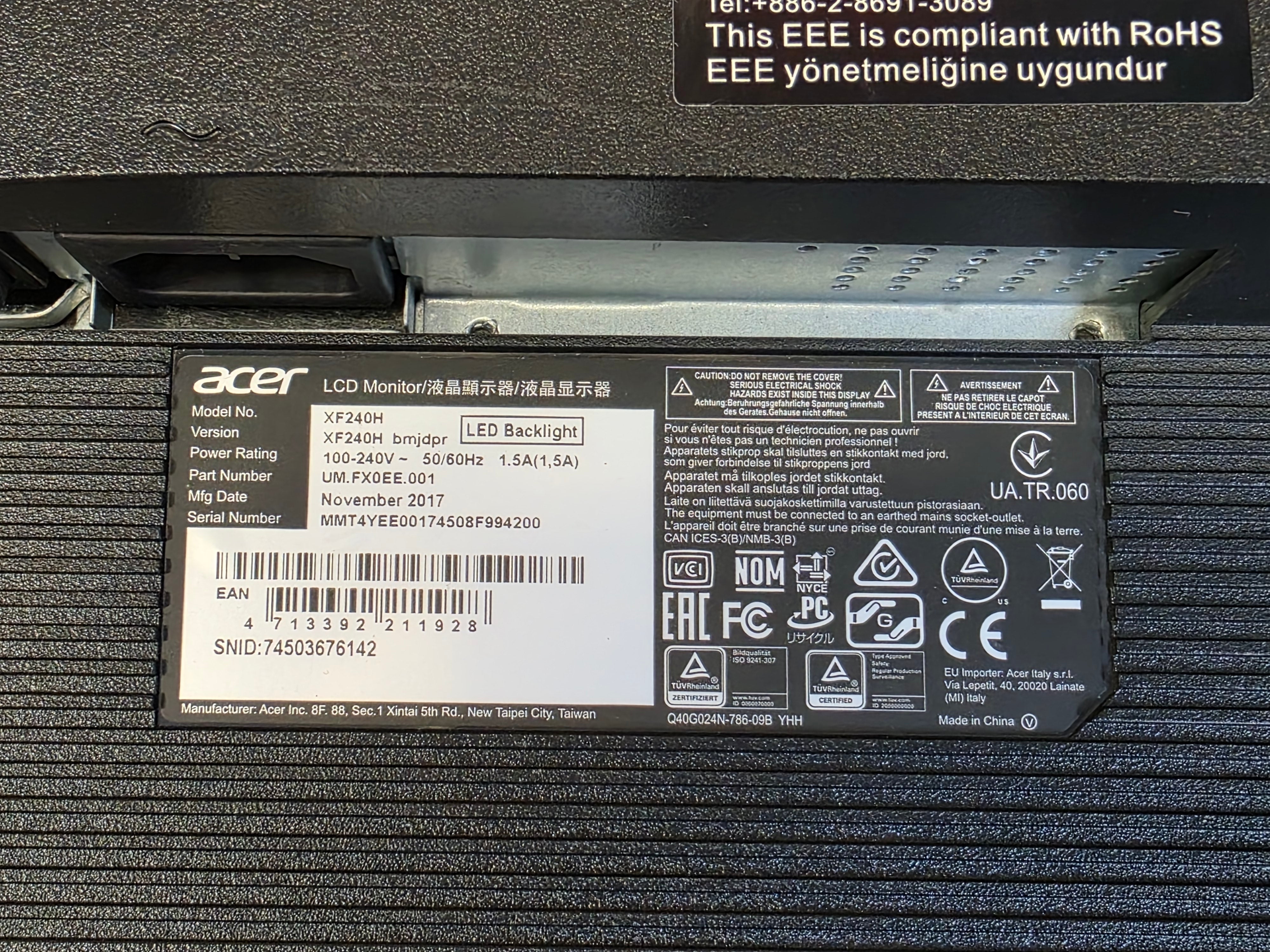 Acer XF240H 24" Full HD FreeSync 1ms 144Hz Gaming Monitor TN Panel #5