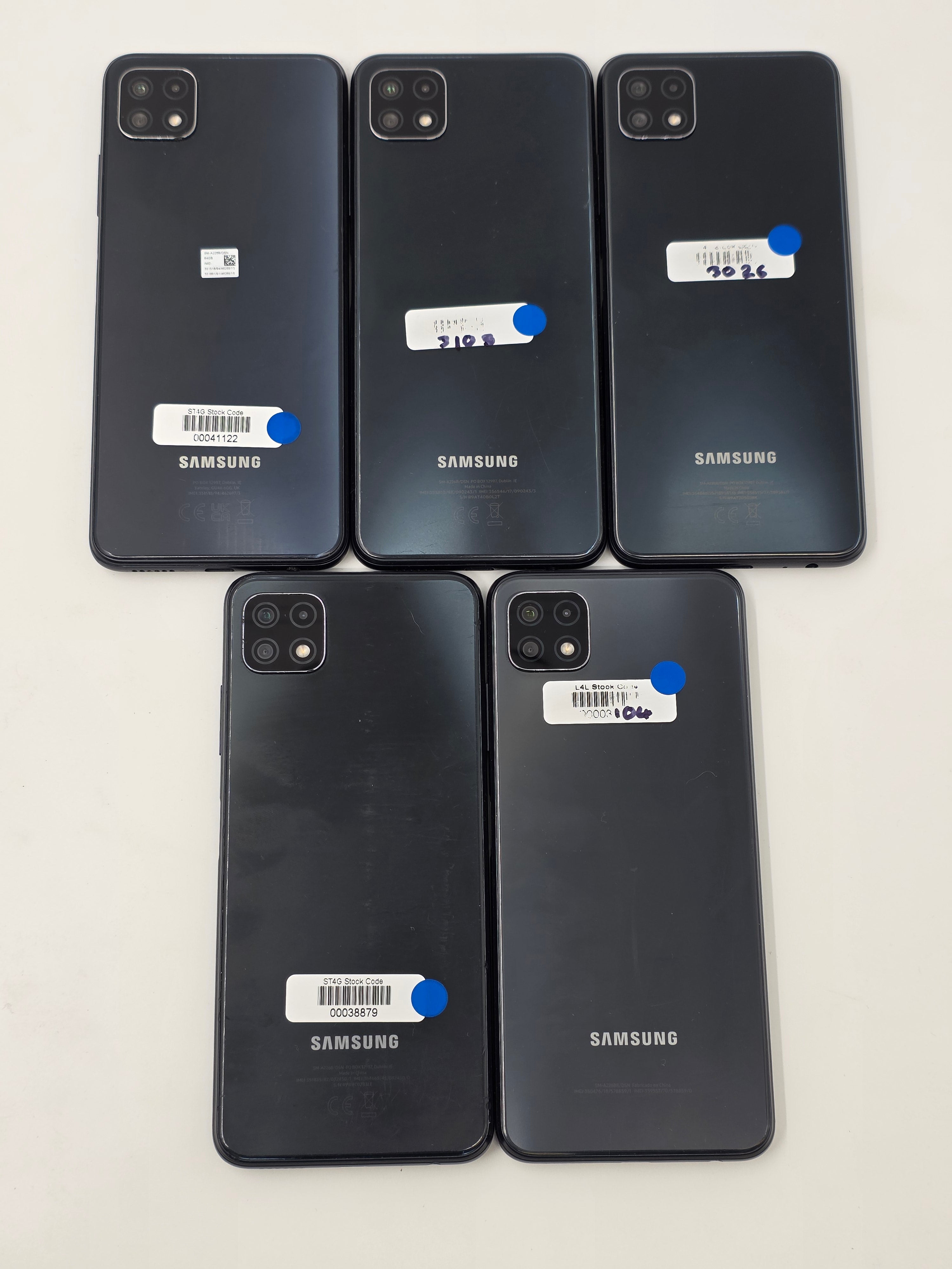 BATCH OF x5 Samsung Galaxy A22 5G SM-A226B/DS 64GB Grey SPARES ONLY