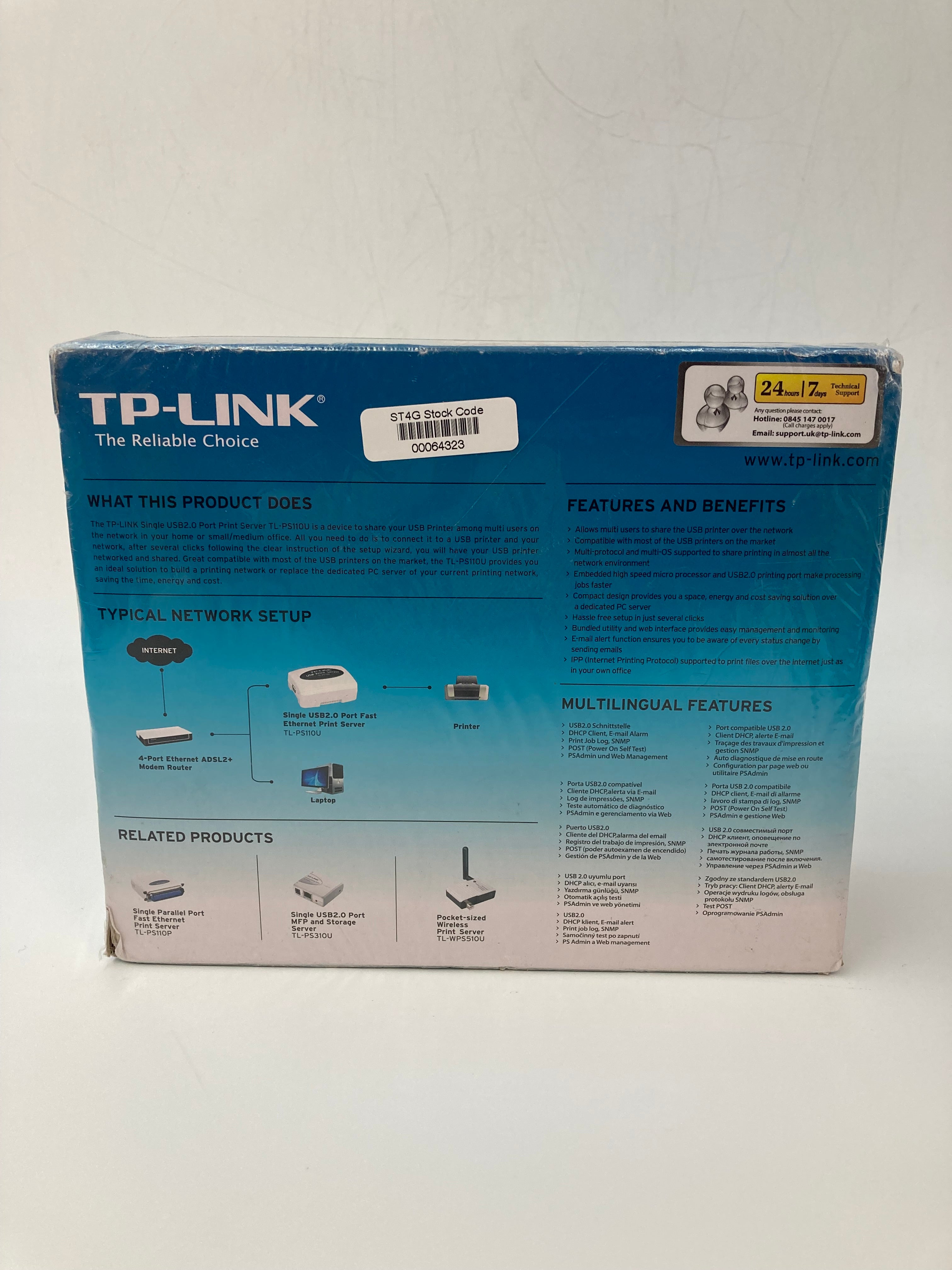 TP-LINK TL-PS110U Single USB 2.0 Port Print Server Network Device - Brand New