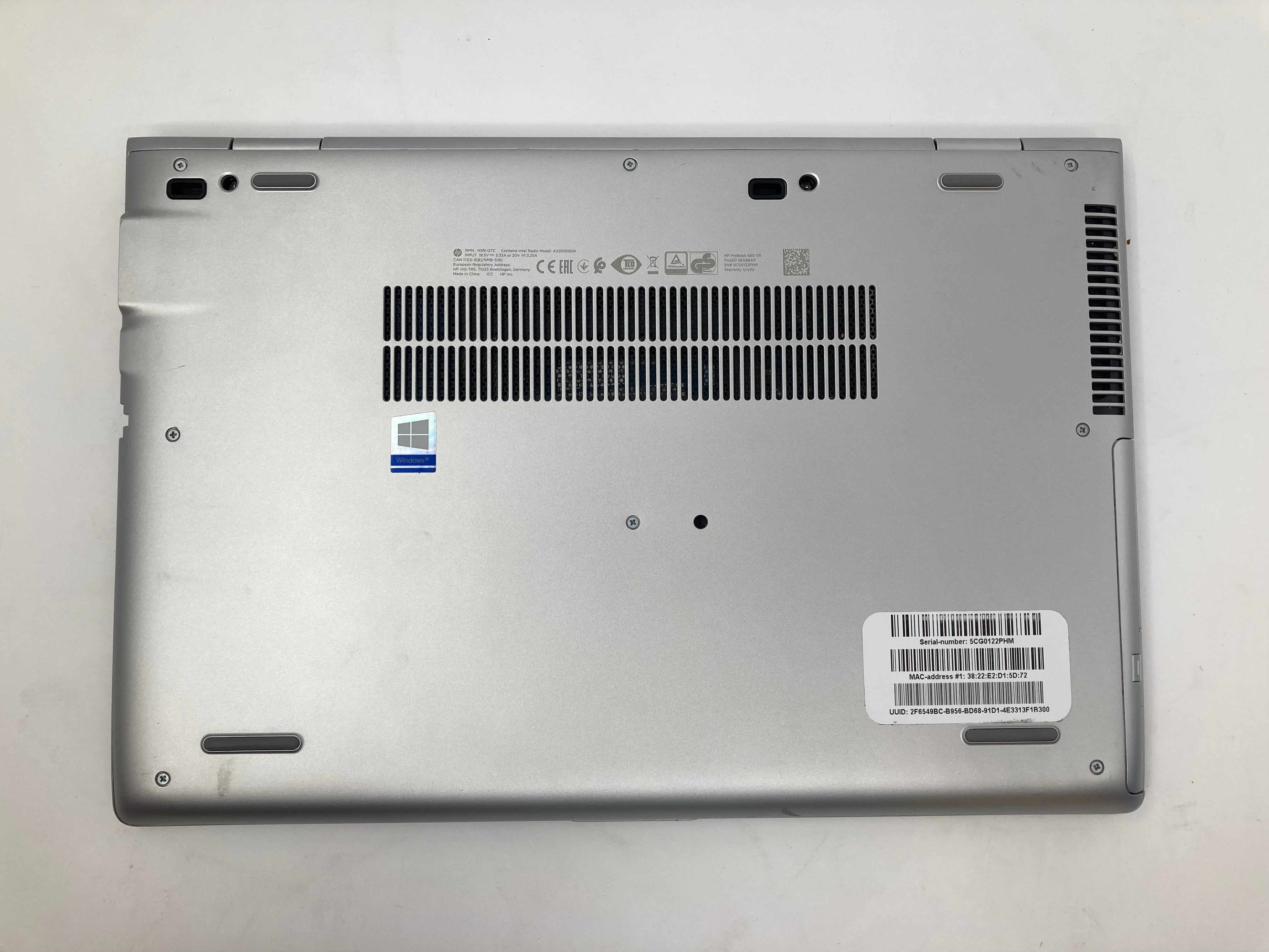HP Laptop ProBook 650 G5 15.6" i5 8th Gen No RAM No SSD No OS *Spares*