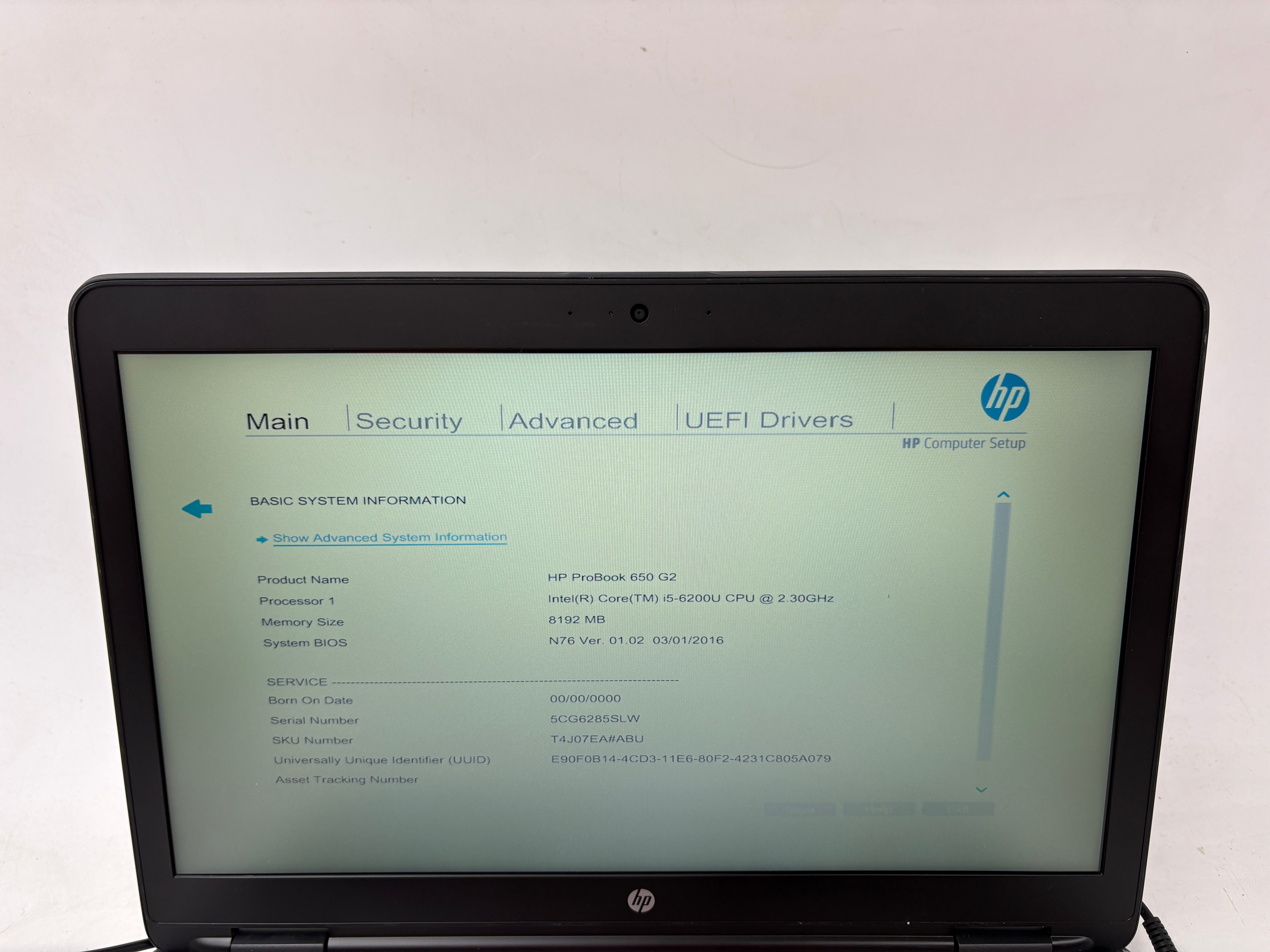 HP Laptop ProBook 650 G2 i5 6th Gen 8GB RAM NO SSD NO OS
