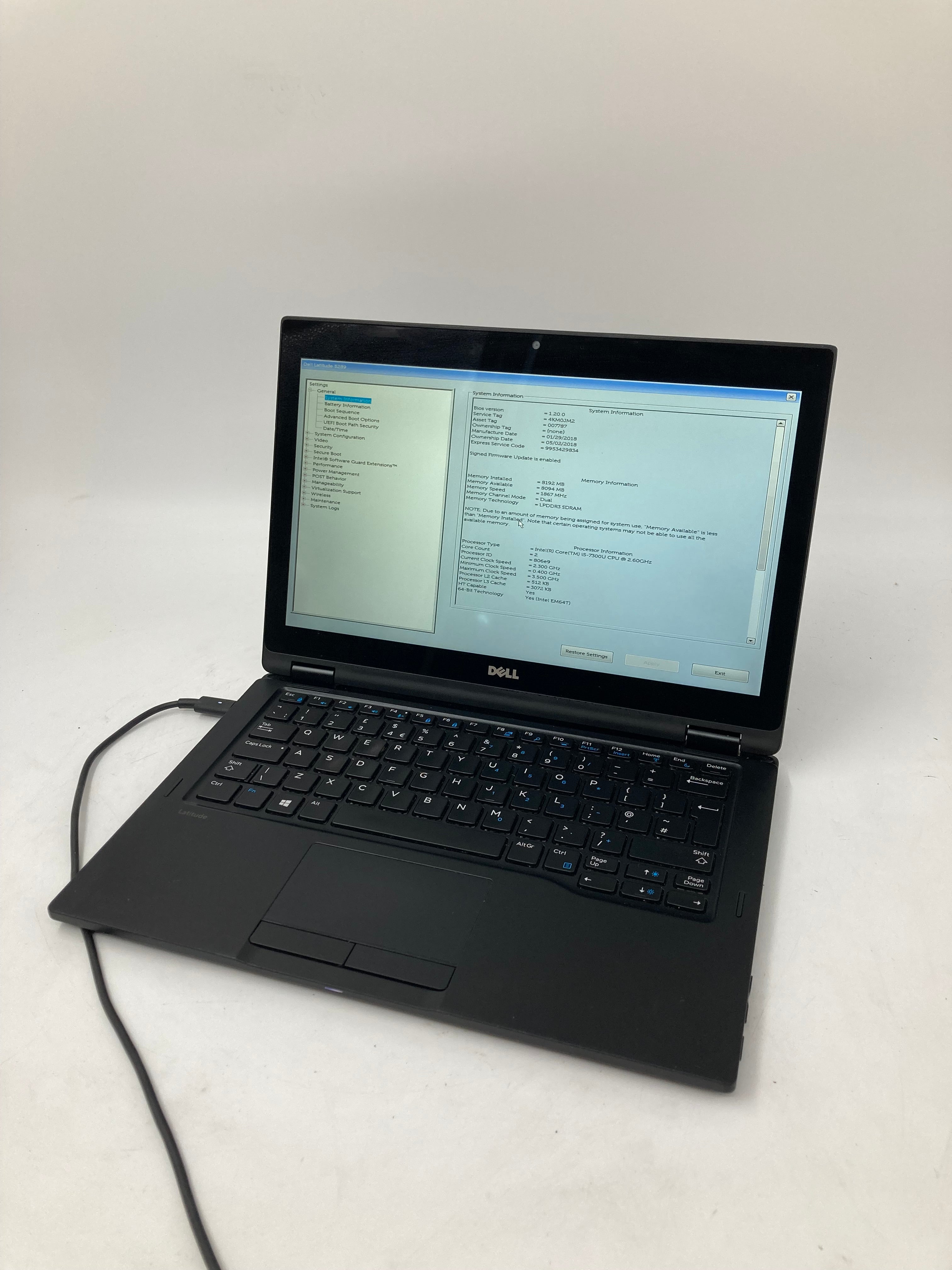 Dell Laptop Latitude 5289 12" i5 7th Gen 8GB RAM 256GB SSD No OS