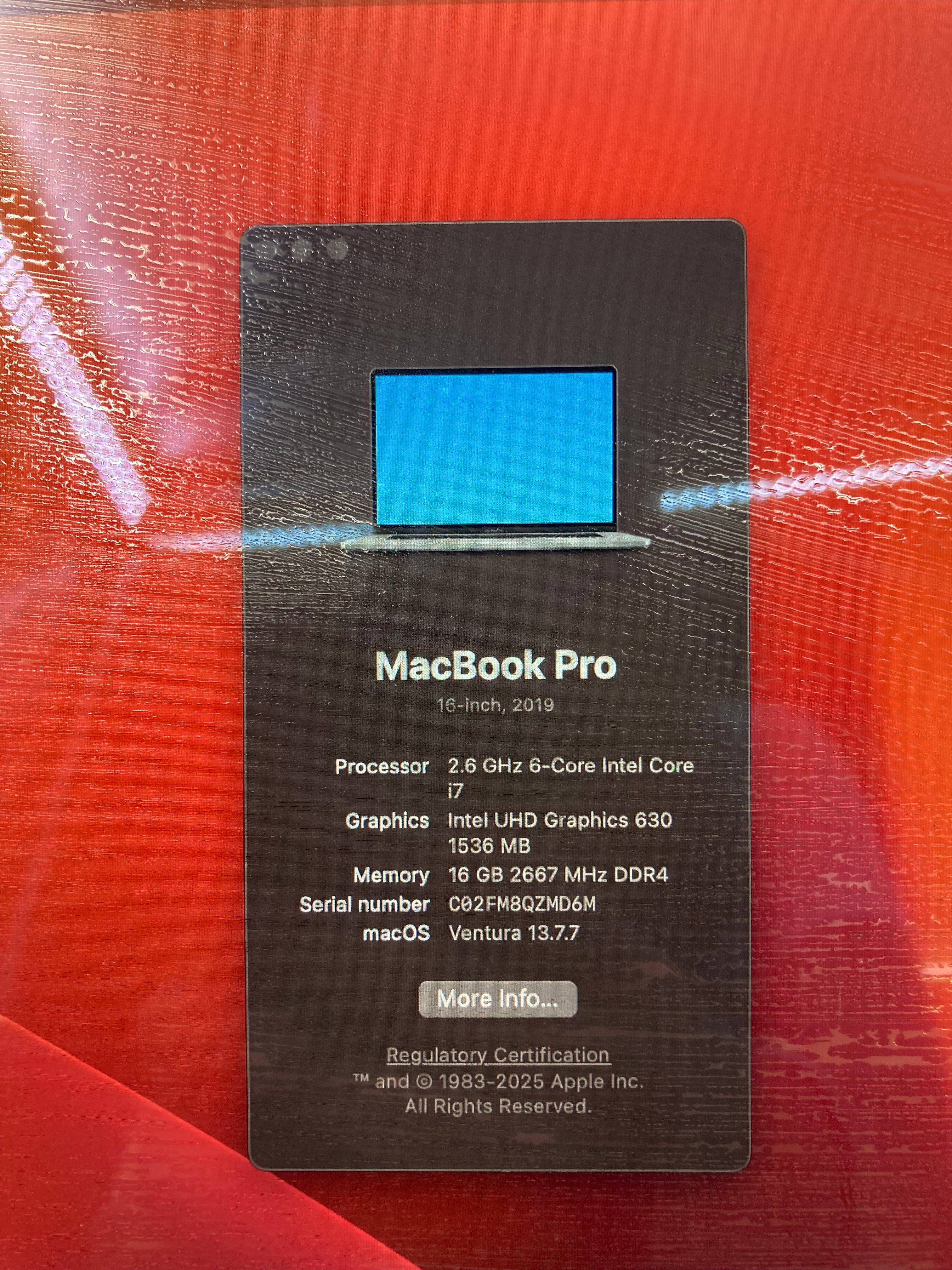 Apple MacBook Pro 2019 A2141 16" i7 9th Gen 16GB RAM 500GB SSD OS Ventura #2