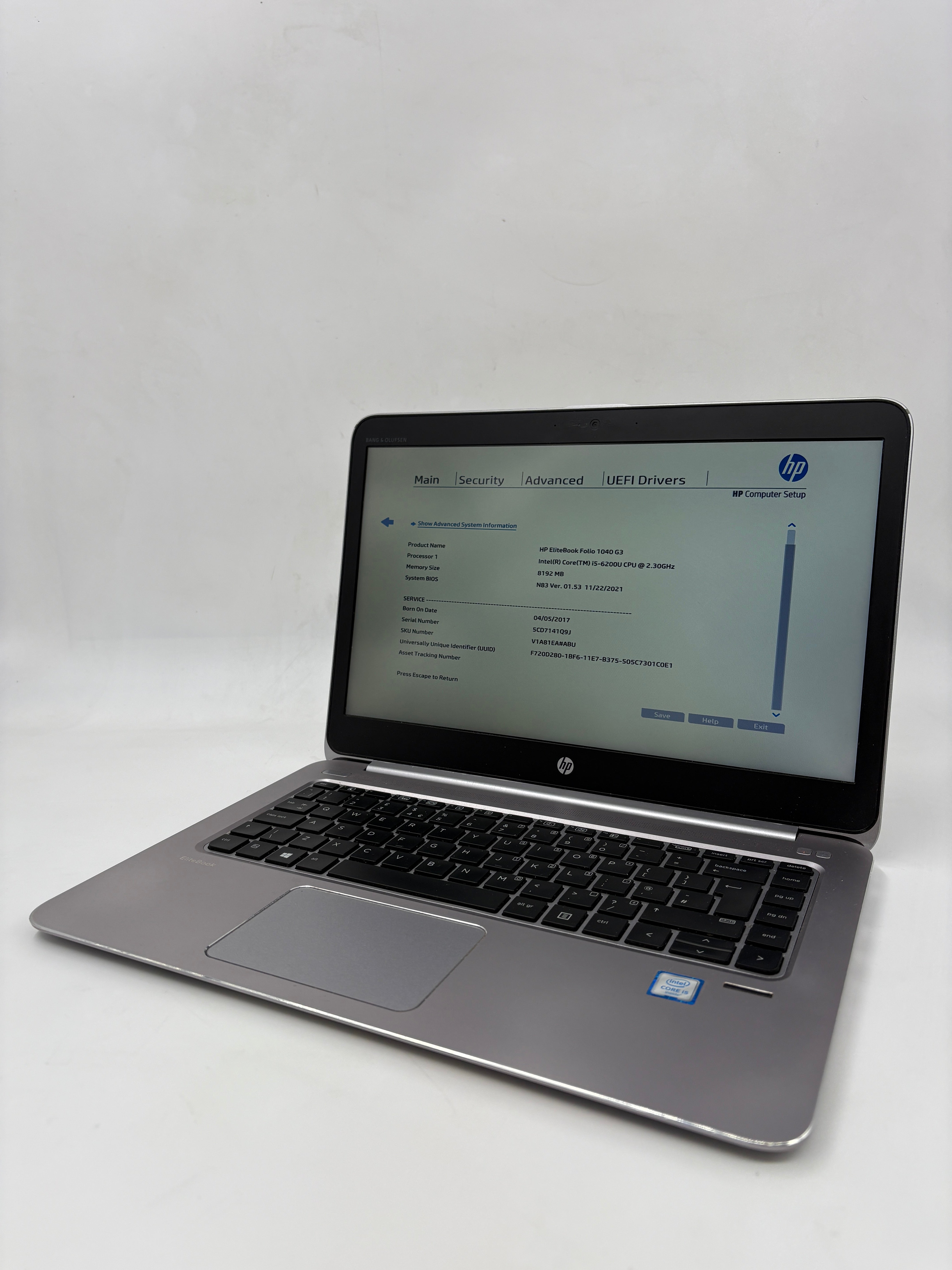 HP Laptop EliteBook Folio 1040 G3 i5 6th Gen 8GB RAM NO SSD NO OS