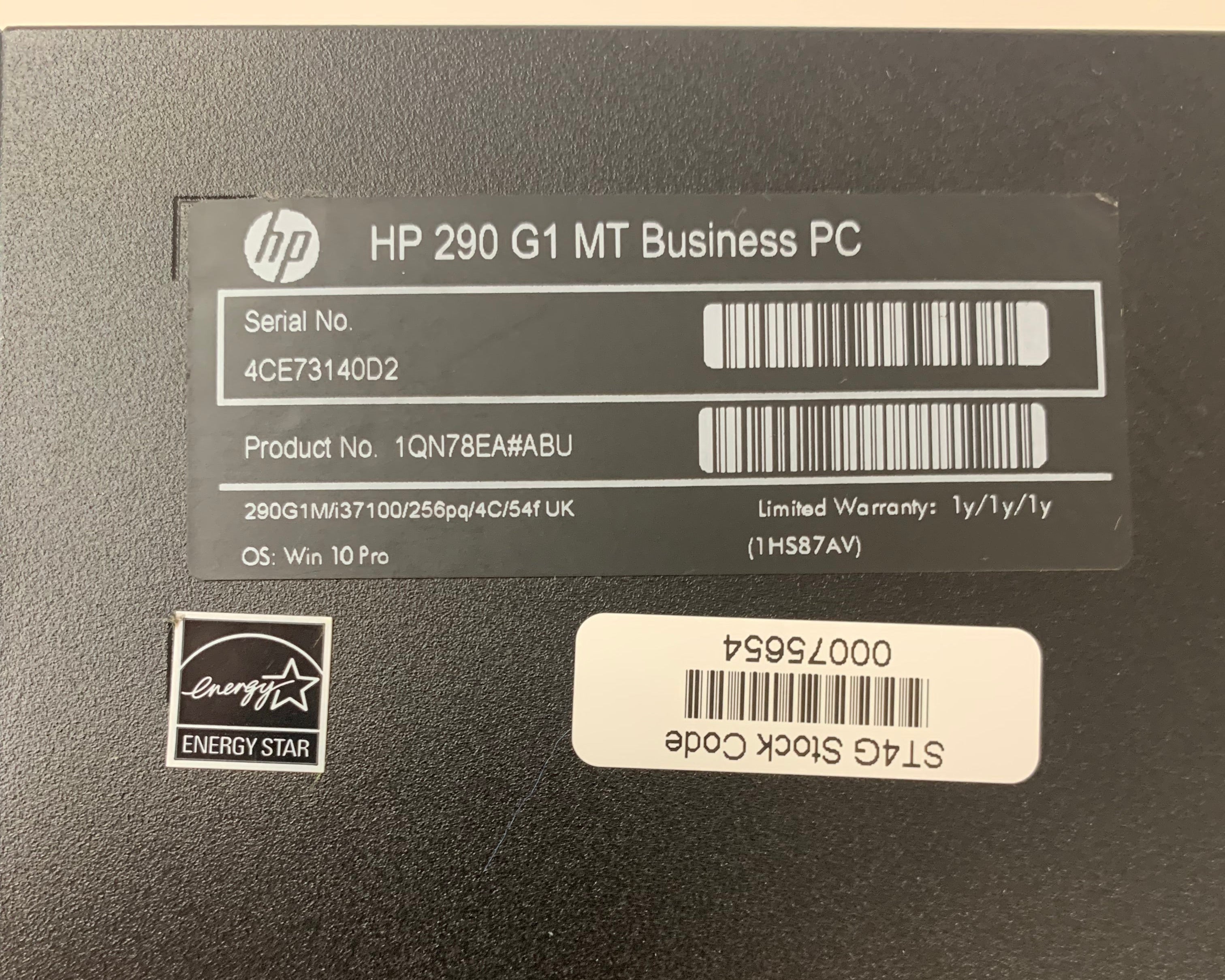 HP 290 G1 MT Desktop PC | i3 7th Gen | 4GB RAM | 256GB SSD | W11 Pro