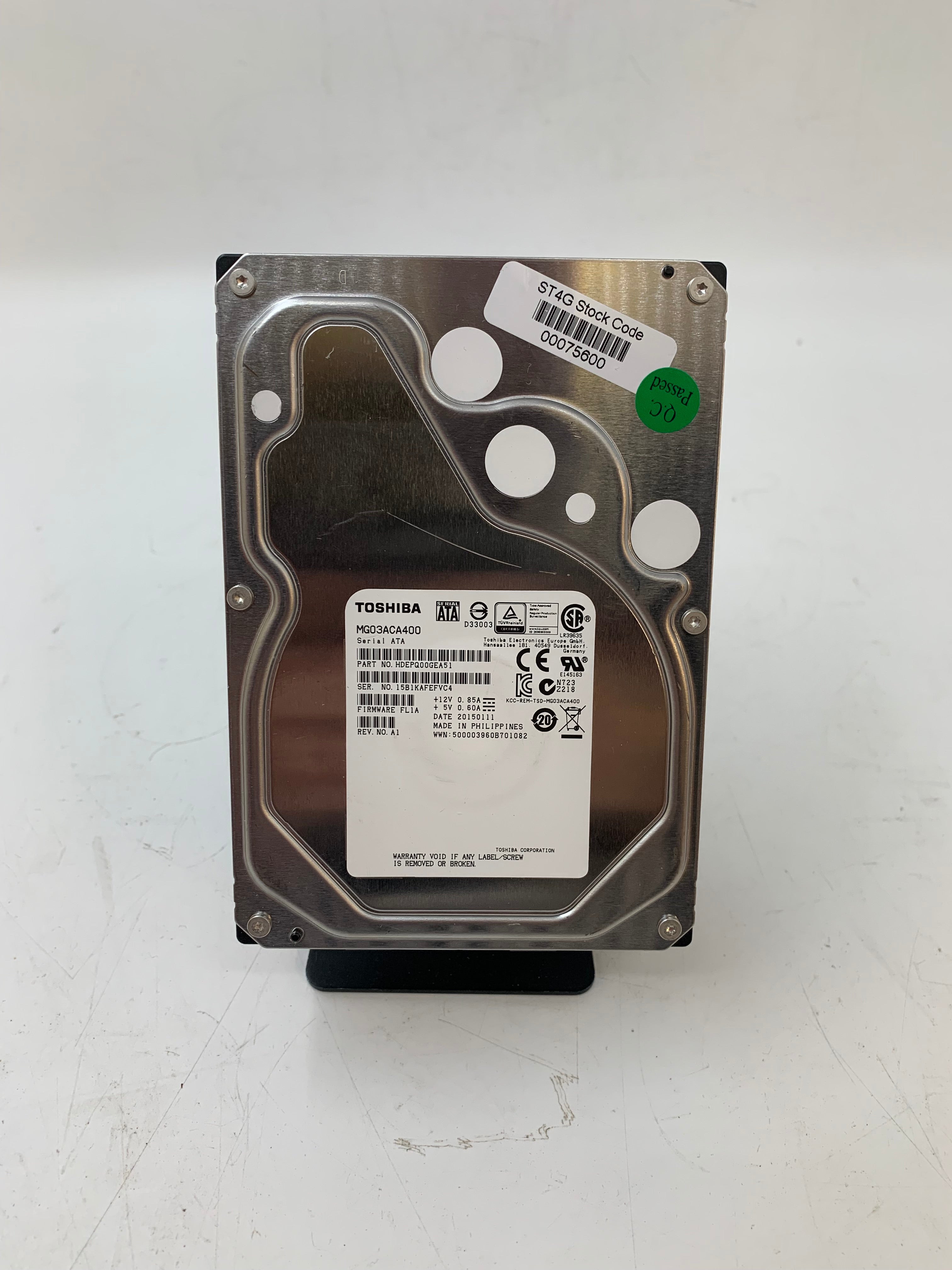 Toshiba HDD | 4TB | 3.5 inch | SATA | MG03ACA400 | 7.27K RPM | 6Gbps