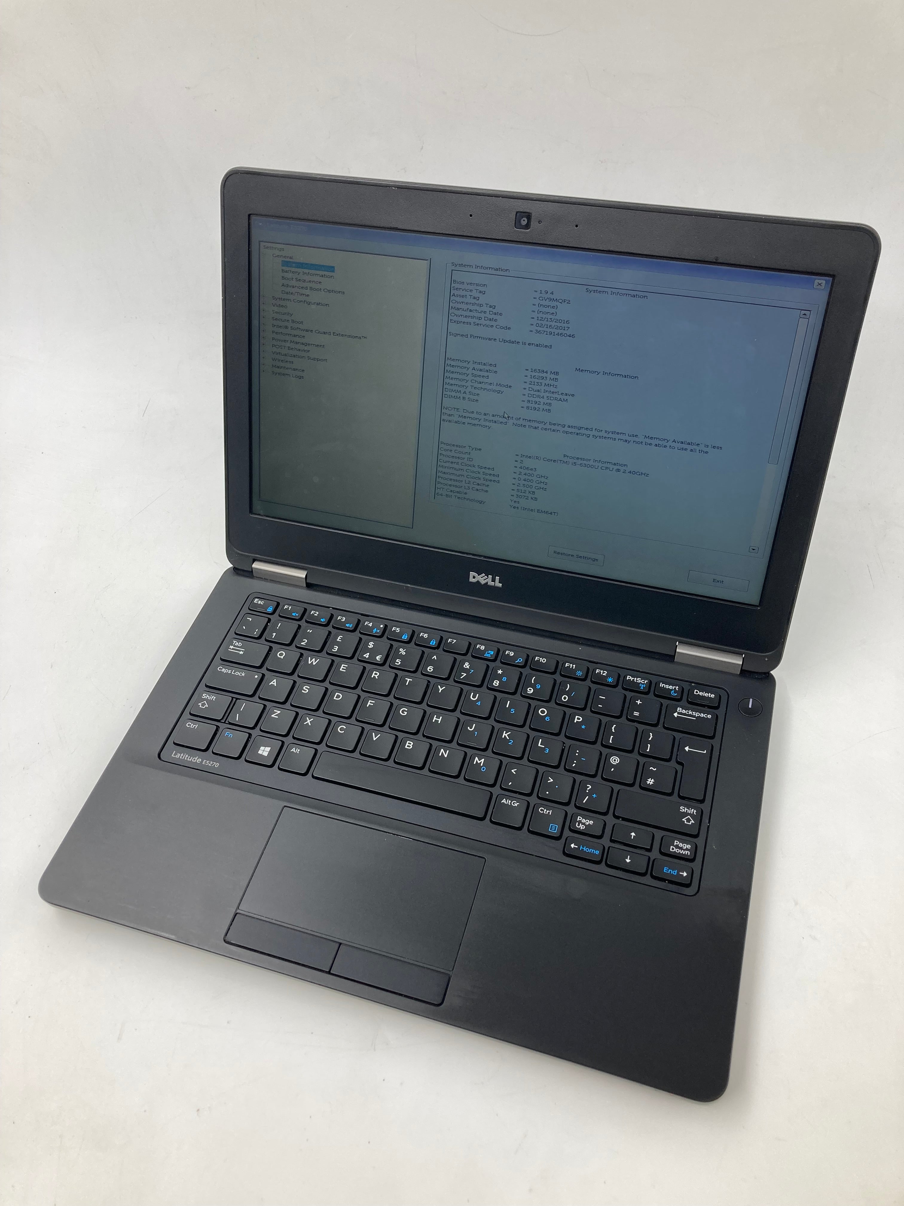 Dell Laptop Latitude E5270 12.5" i5-6300U 16GB RAM No SSD No OS #13
