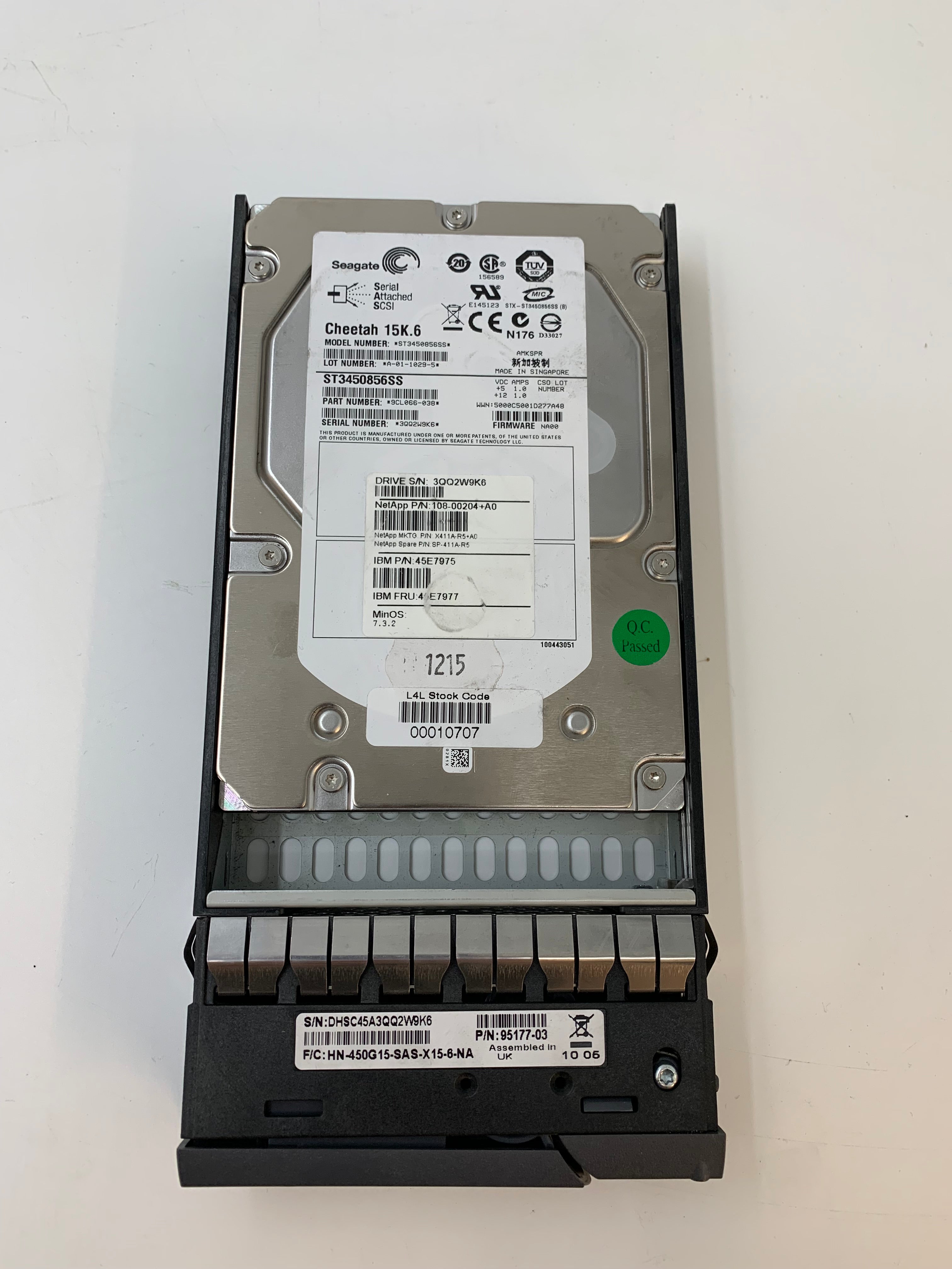 Seagate HDD x5 with caddy | 450GB | 3.5 inch | SAS | ST3450856SS | 15K RPM | 3Gbps