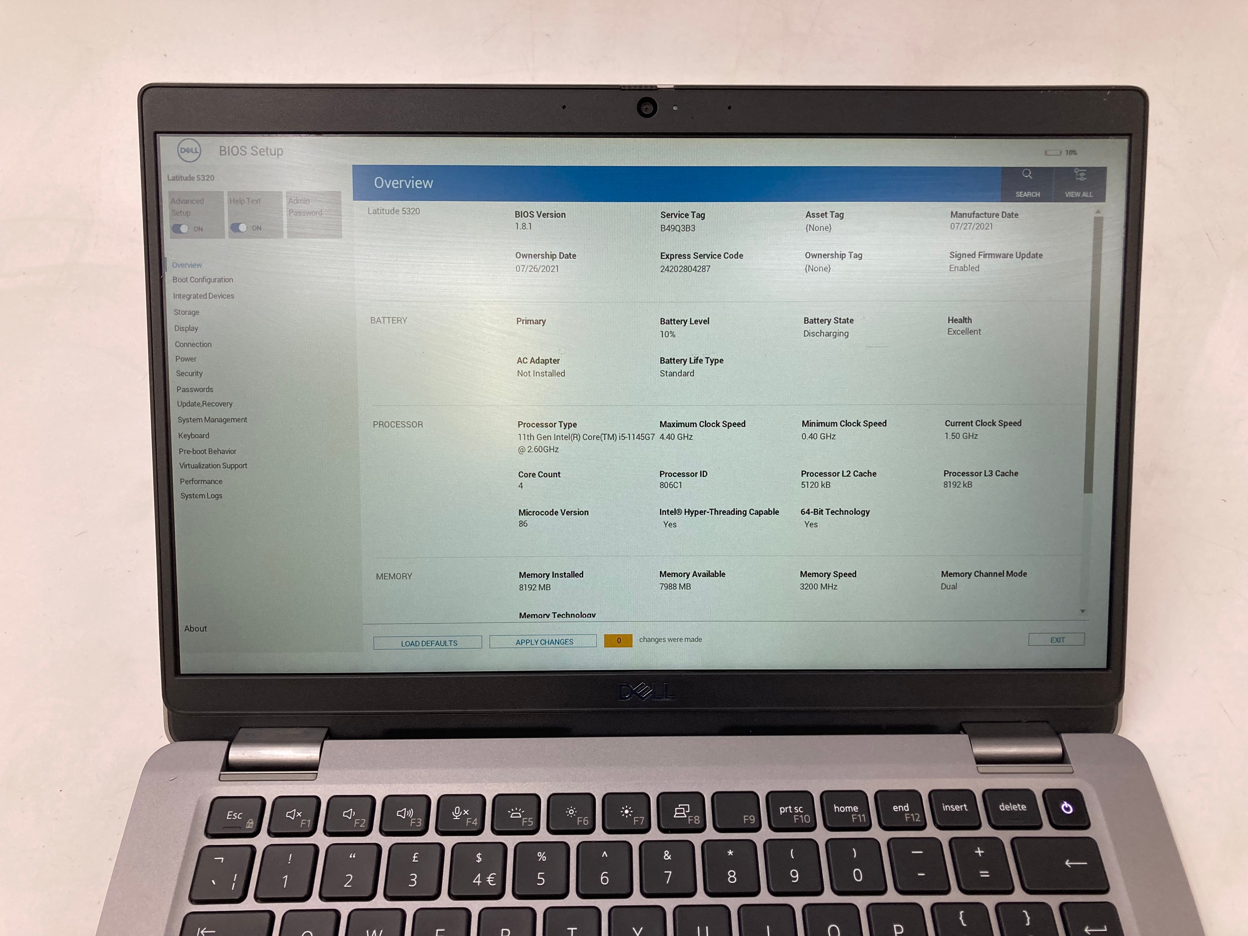 Dell Laptop Latitude 5320 13" Screen i5 11th Gen 8GB Ram No Storage No OS