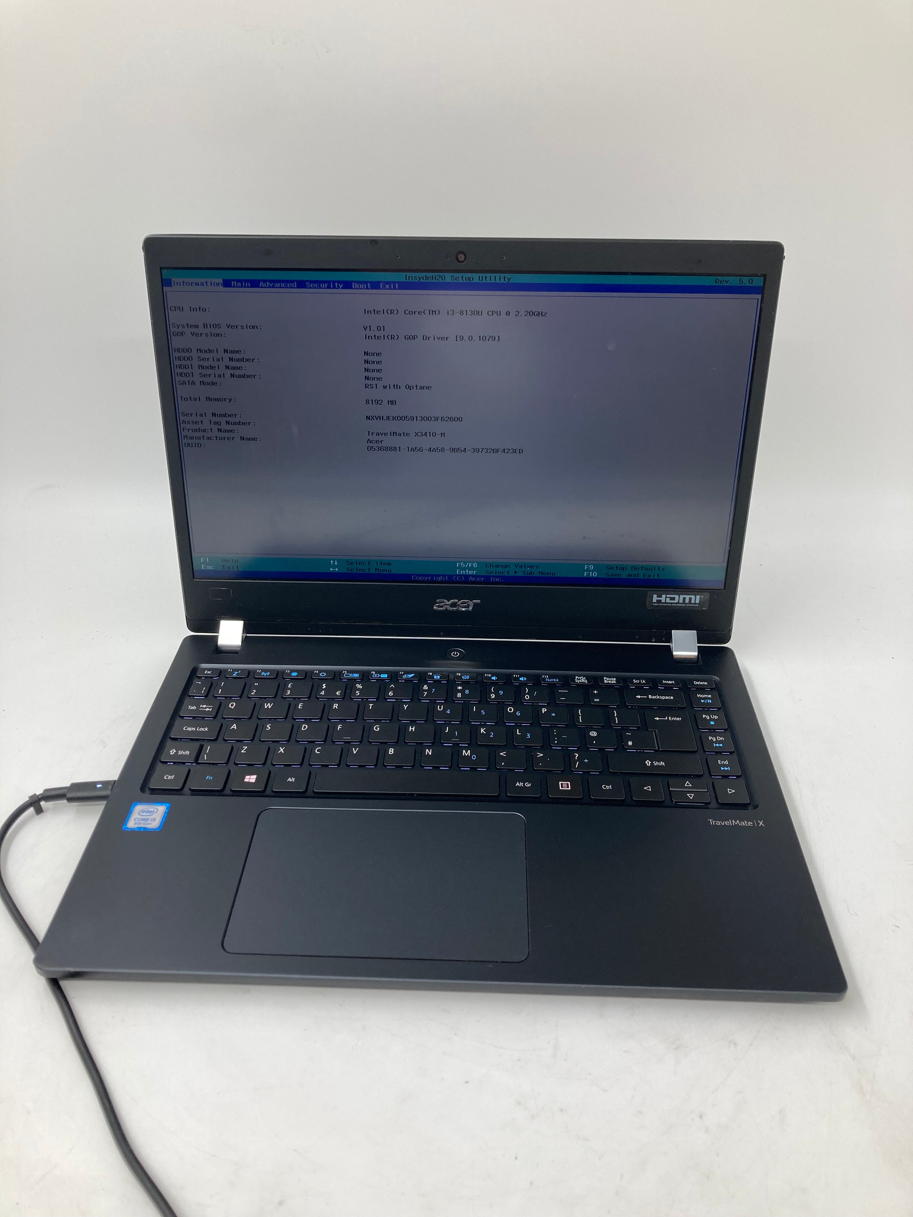 Acer Laptop TravelMate X3410-M 14" i3 8th Gen 8GB No HDD No OS