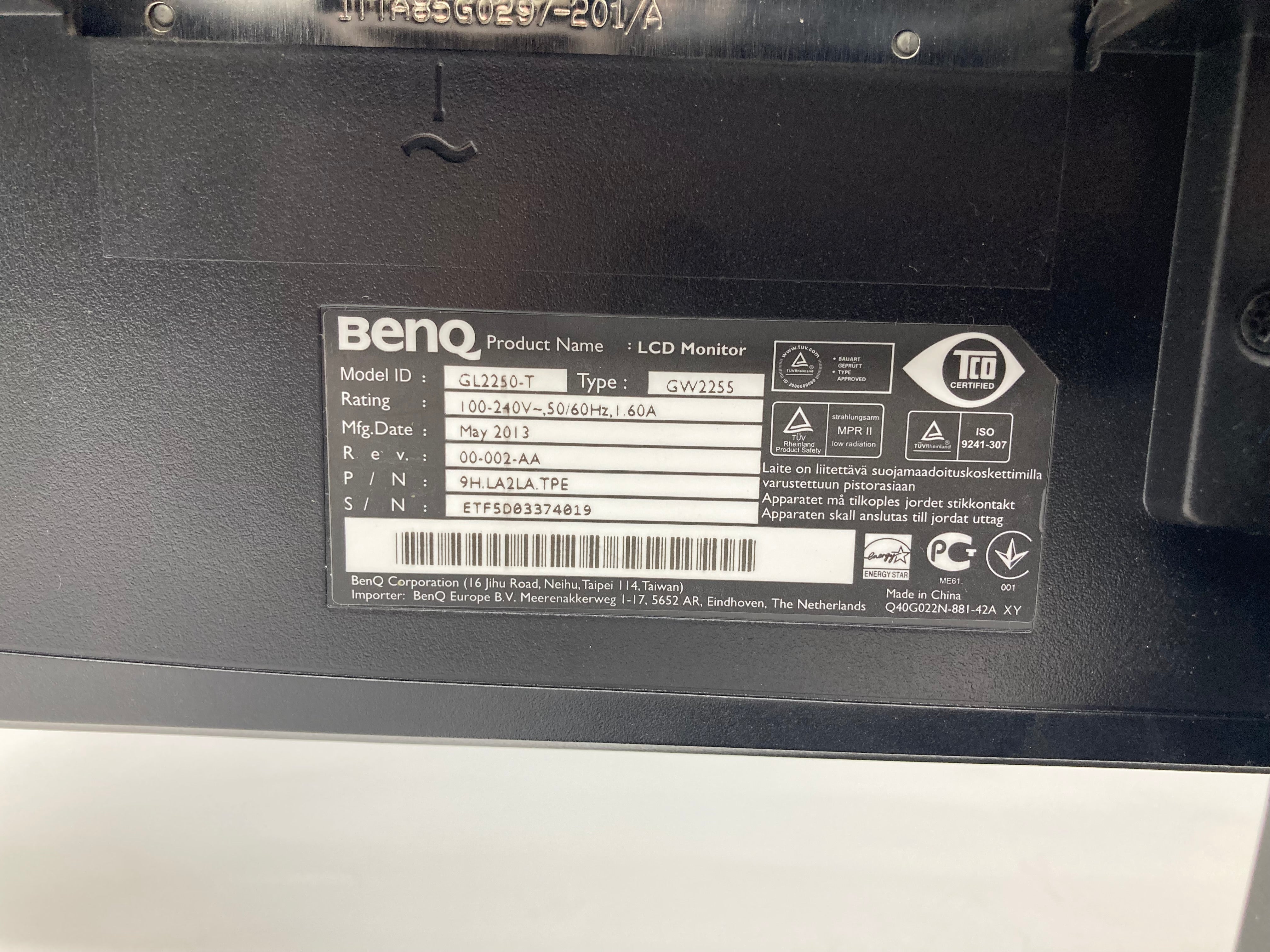 BenQ GL2250-T LCD Monitor 21.5" VGA Black
