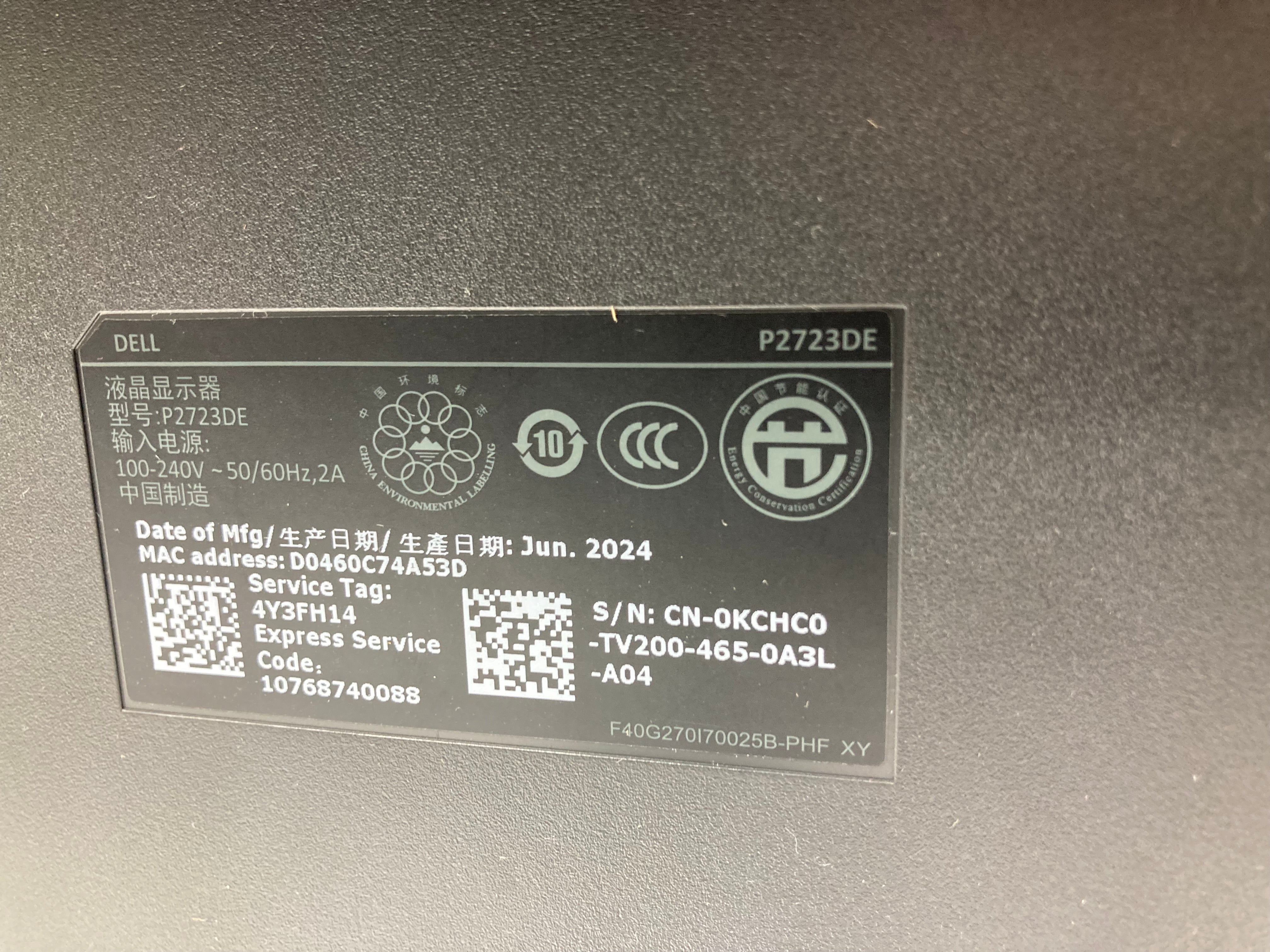 Original Box Dell Monitor P2723DE 27" 0KCHC0 IPS QHD 60Hz HDMI Display Port #2