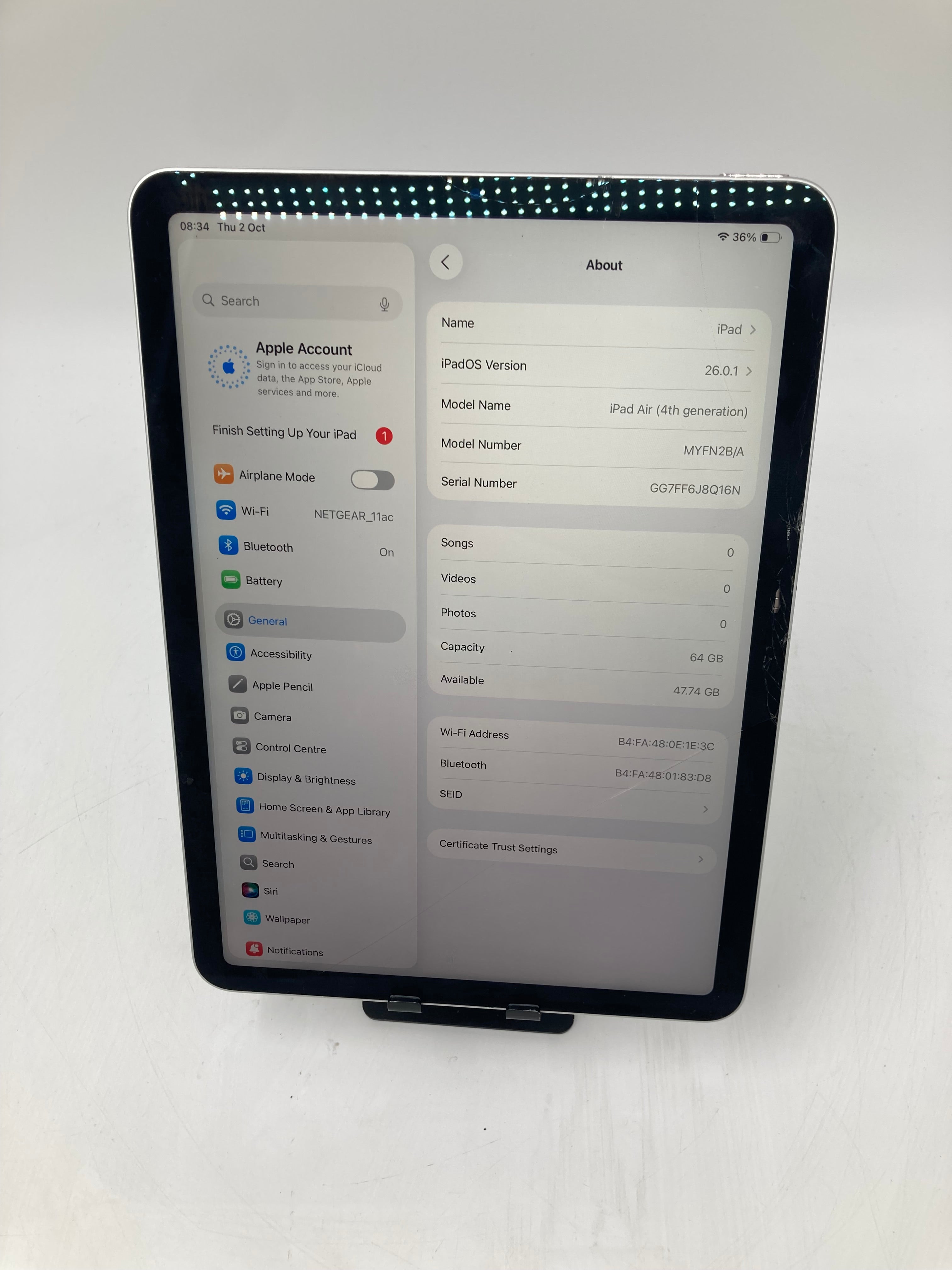 Apple iPad Air 4 A2316 64GB Silver Unlocked *Spares* Batch of 3