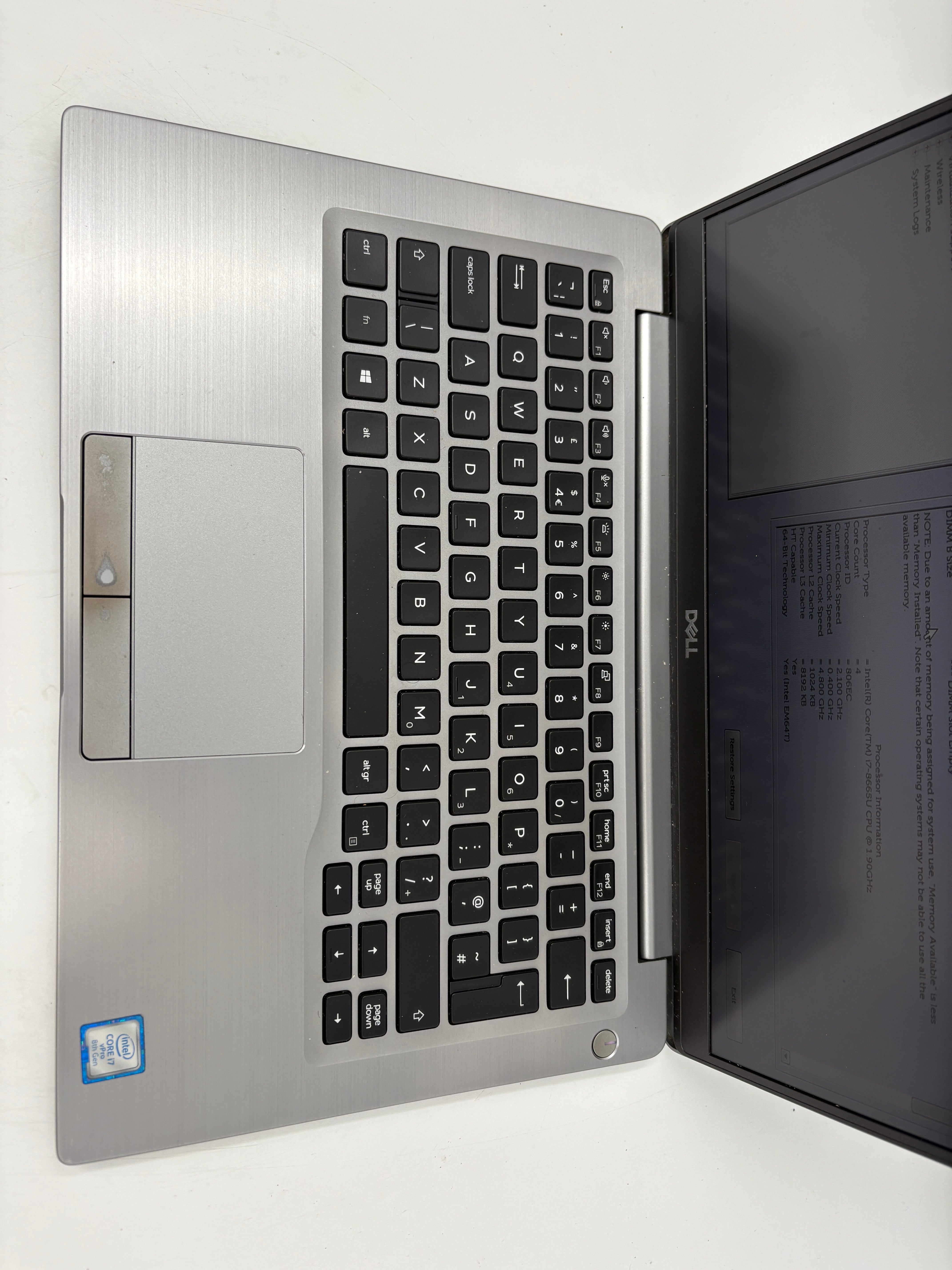 Dell Laptop Latitude 7400 14" Screen i7 8th Gen 16GB RAM 512GB SSD NO OS