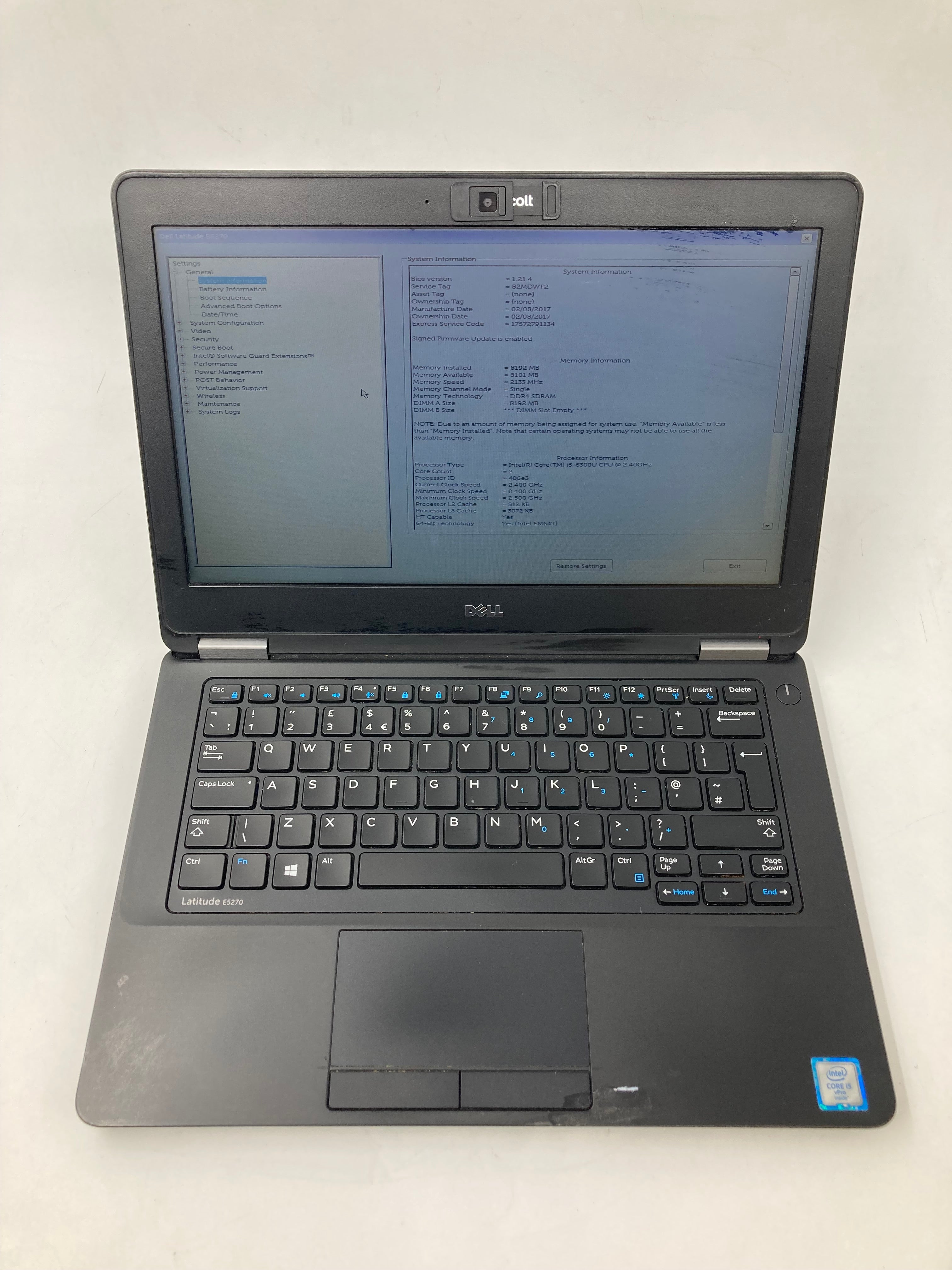 Dell Laptop Latitude E5270 12.5" i5-6300U 8GB RAM No SSD No OS #11