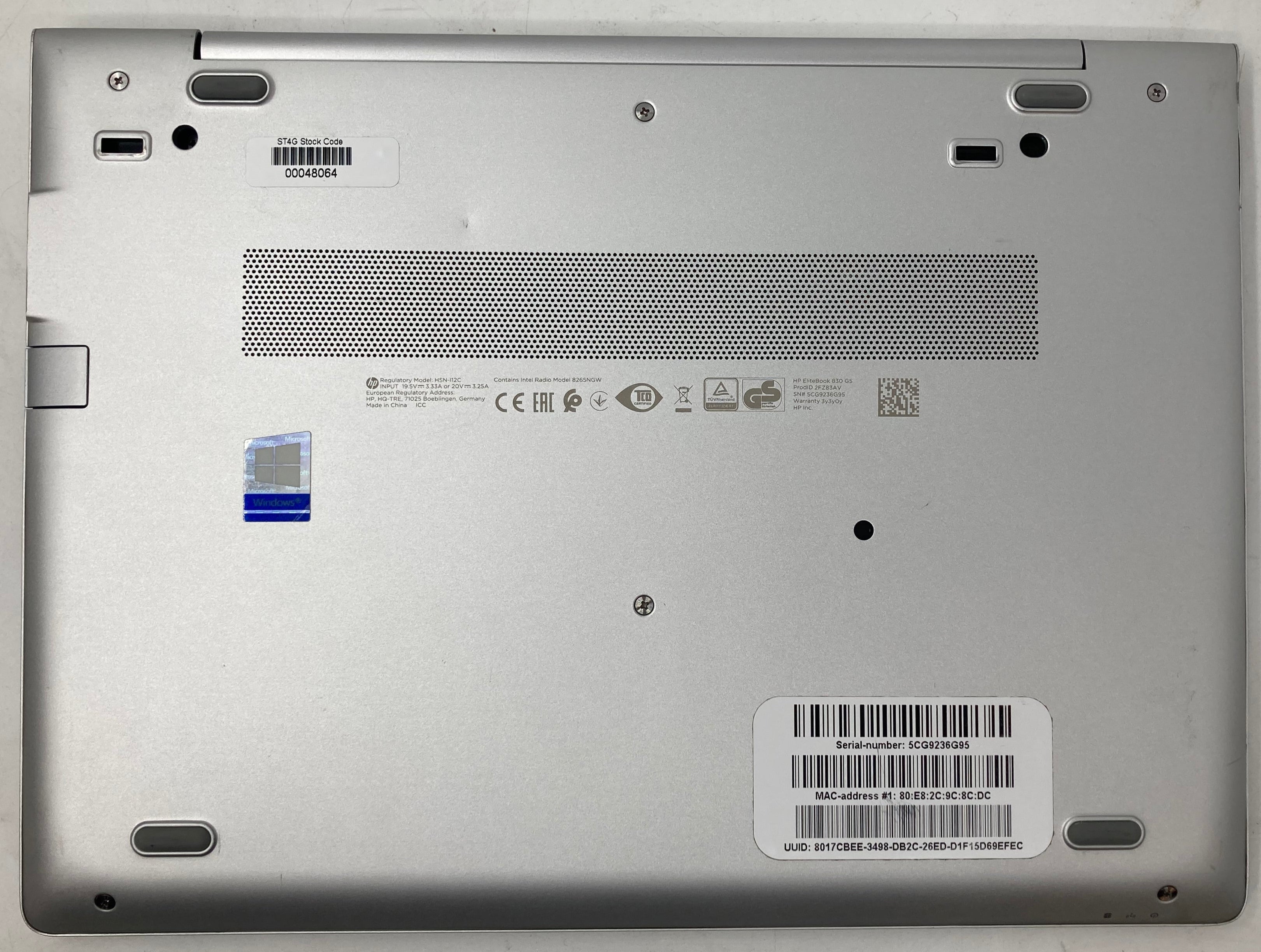 HP Laptop EliteBook 830 G5 13" i5 8th Gen No RAM No HDD No OS *Spares*