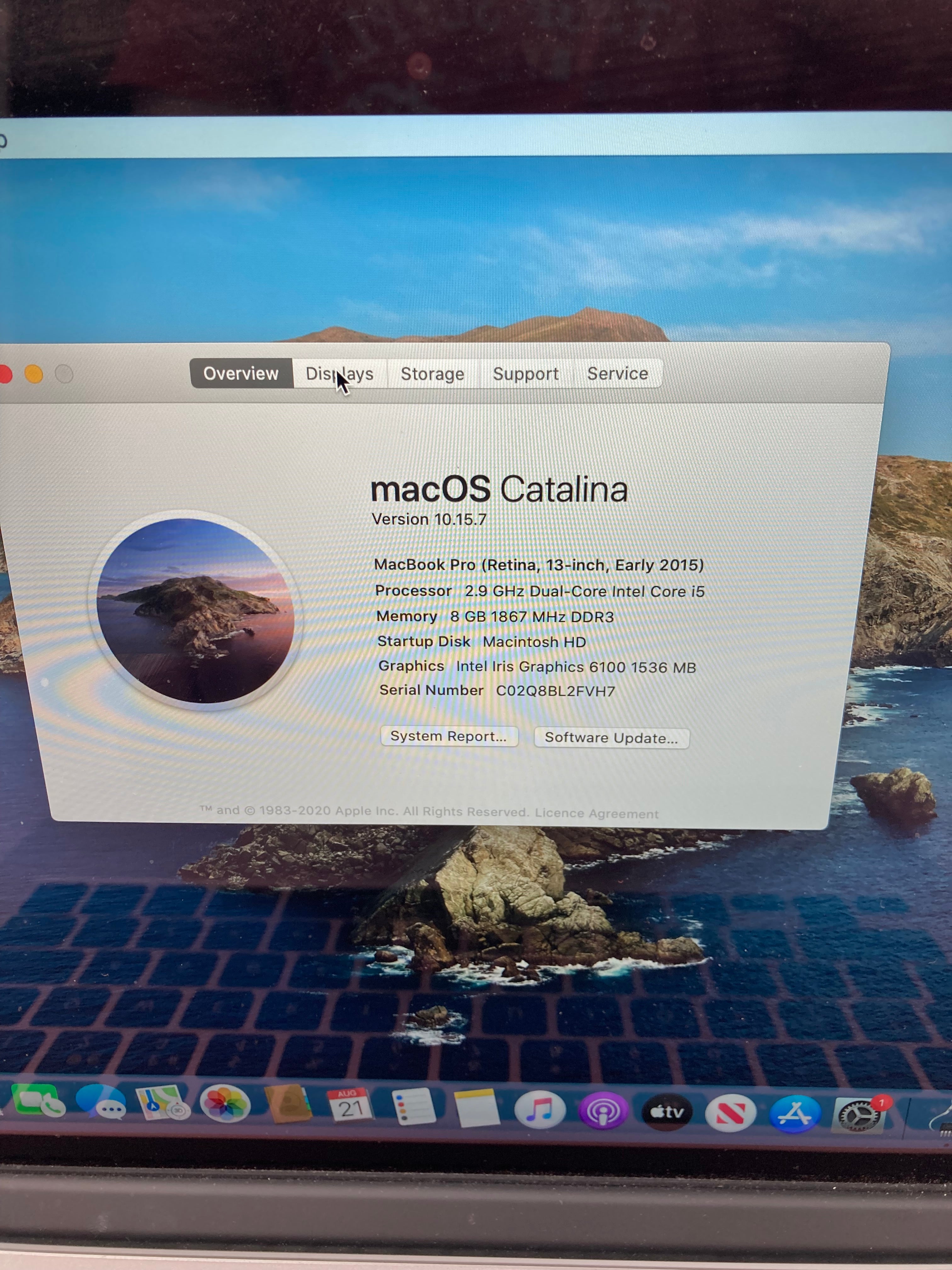 MacBook Pro 13" 2013 A1502 EMC 2835 Intel Core i5 8GB RAM 500GB SSD Catalina OS