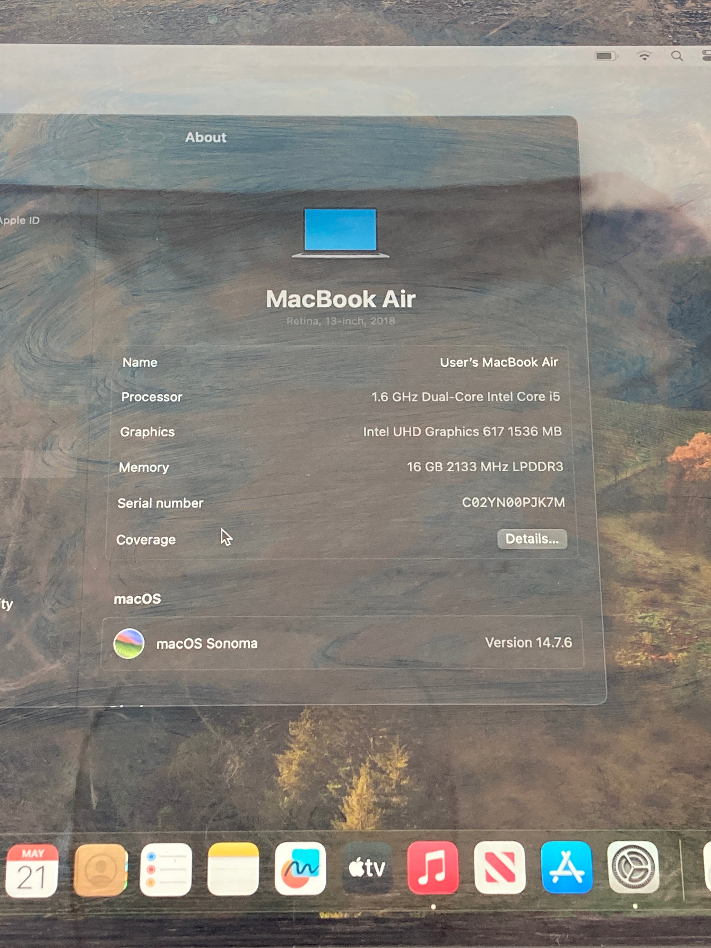 Apple MacBook Air 2018 13" Screen i5 8th Gen 16GB RAM 500GB SSD Sonoma