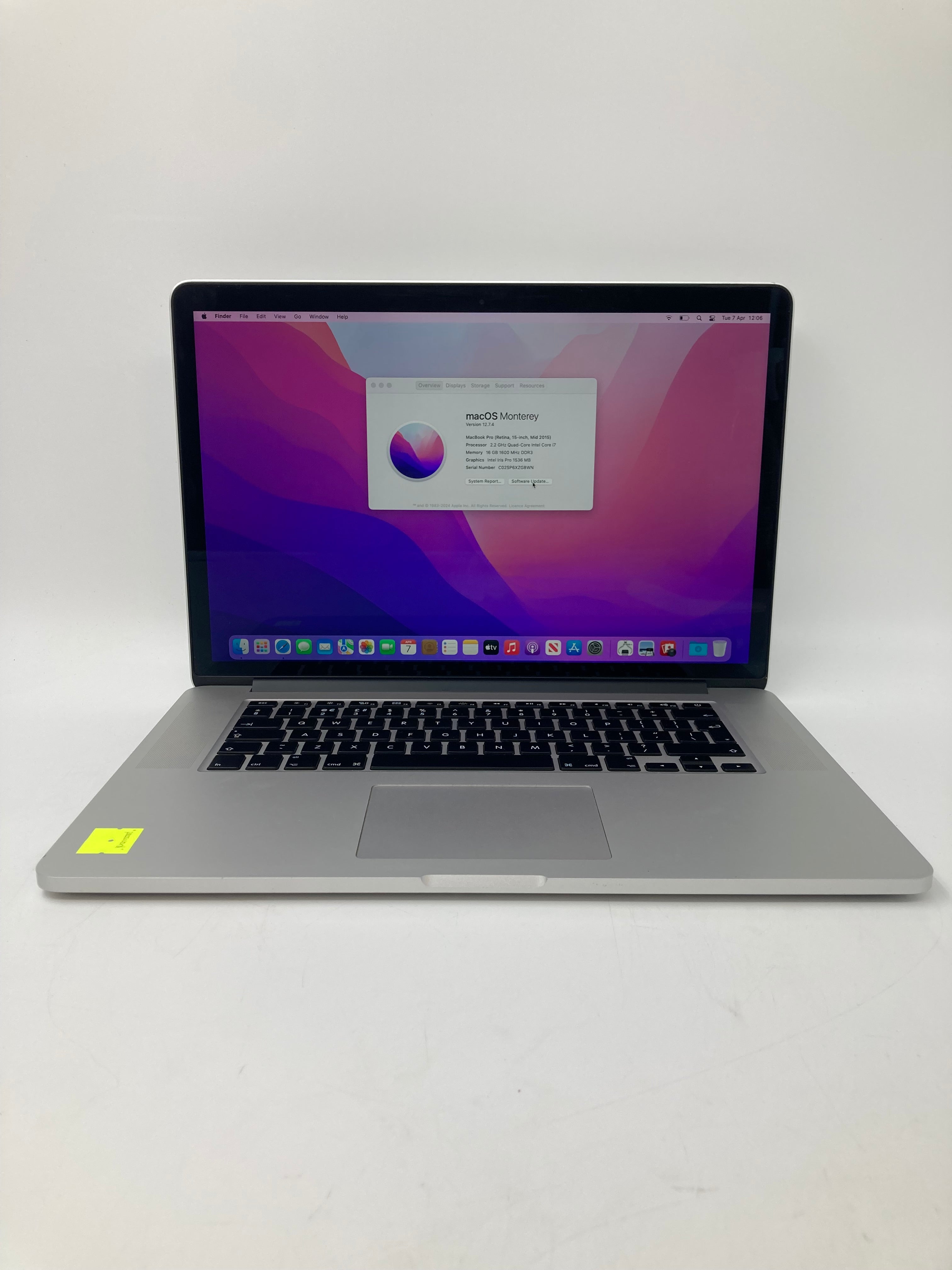 Apple MacBook Pro M2015 | 15" WQXGA+ | i7 4th Gen | 16GB | 256GB | Monterey | Grade C