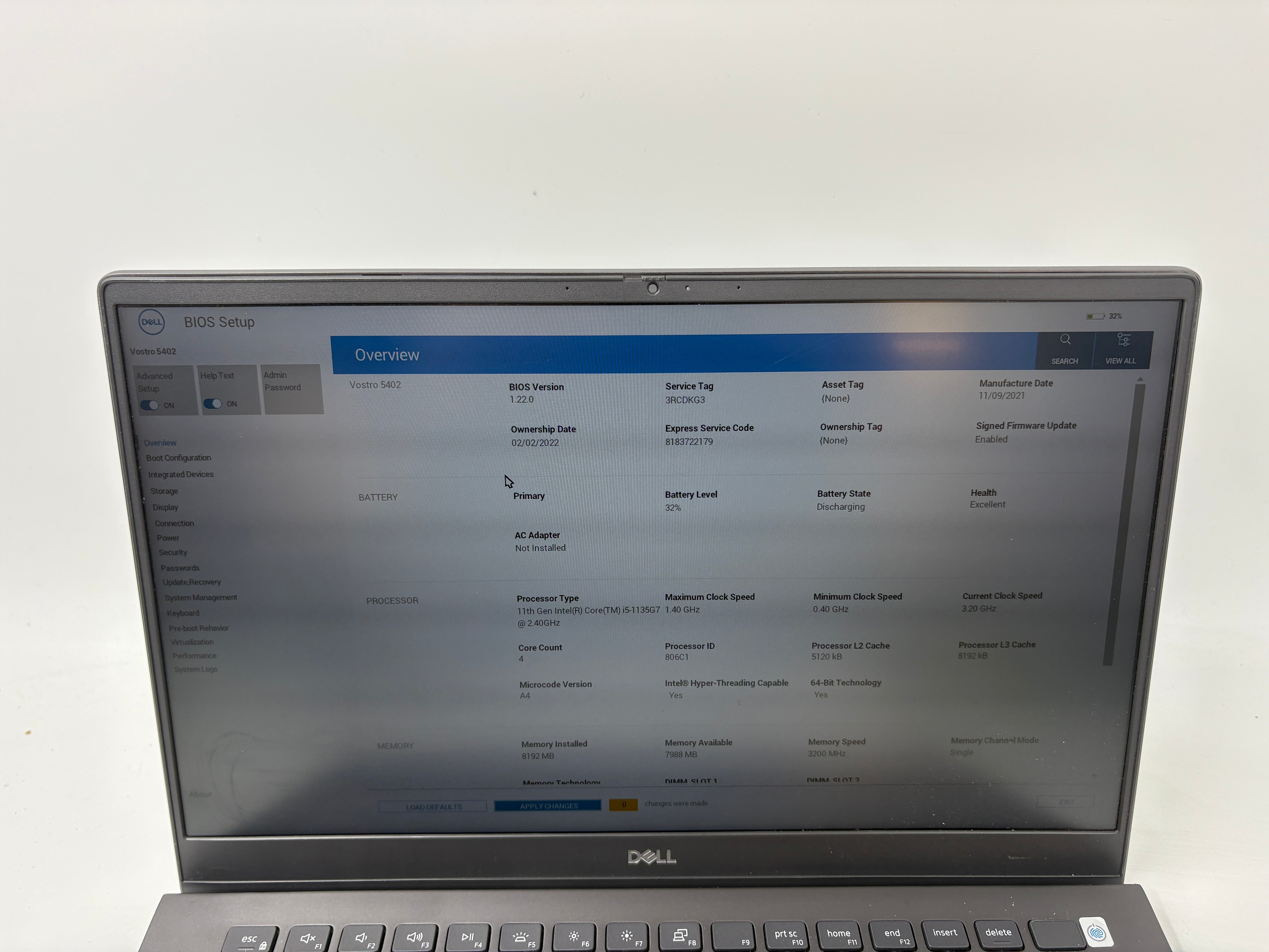 Dell Laptop Vostro 5402 14" Screen i5 11th Gen 8GB RAM 256GB SSD W11