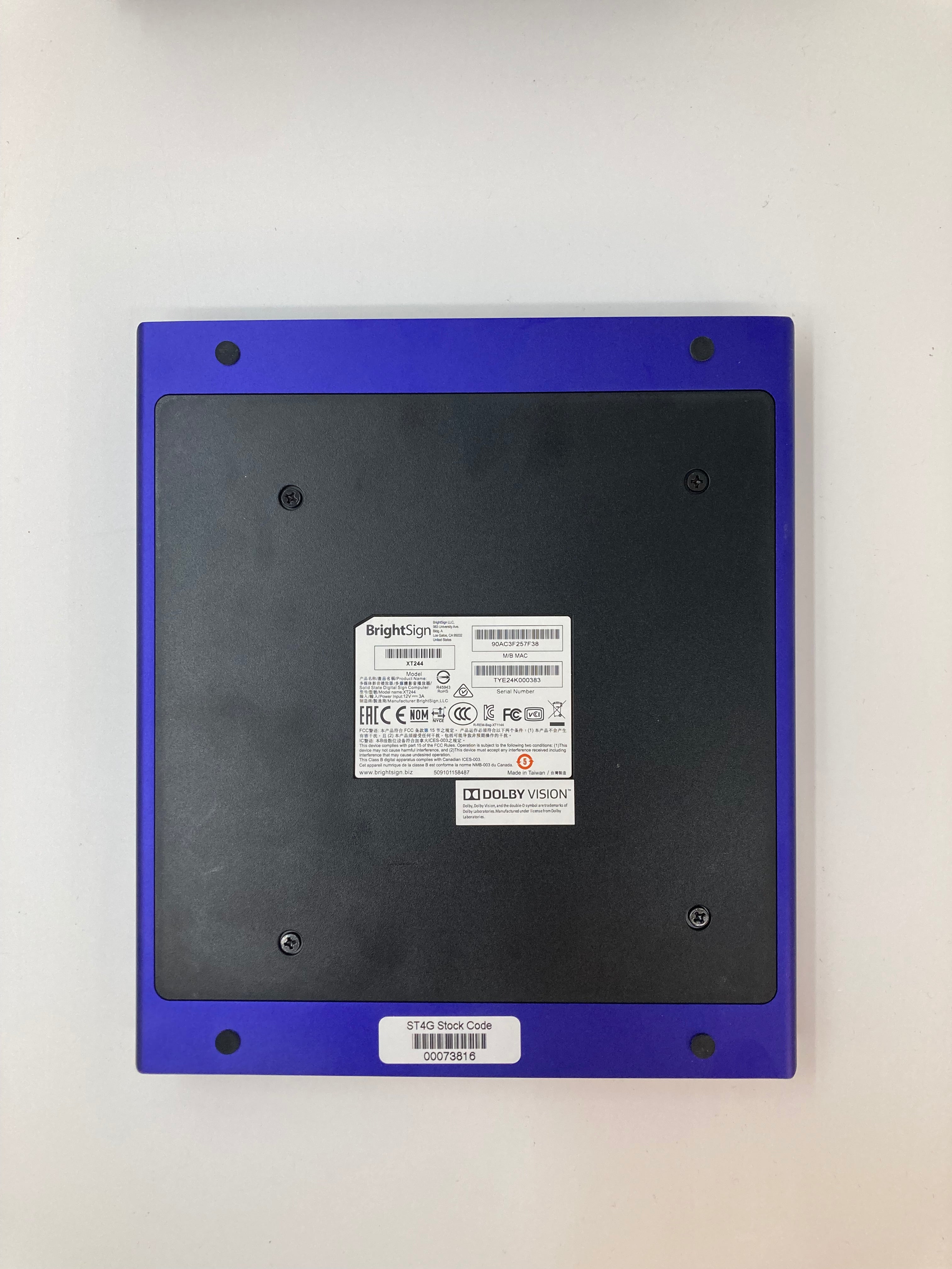 BrightSign XT244 4K Digital Media Player, Refurbished, Lot of 5