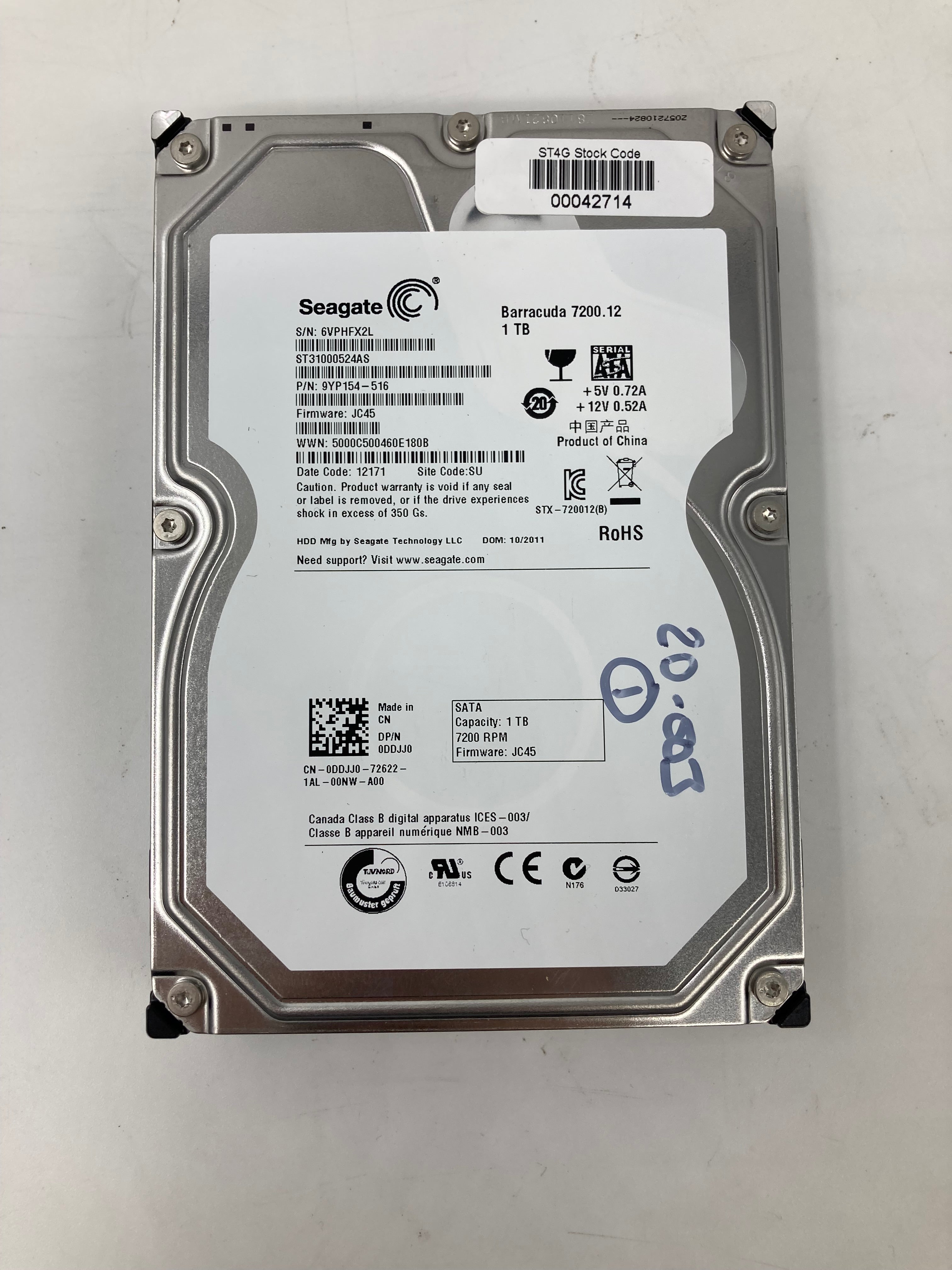 Batch of 4 1TB 3.5" SATA Hard Disk Drives - Mixed Brands