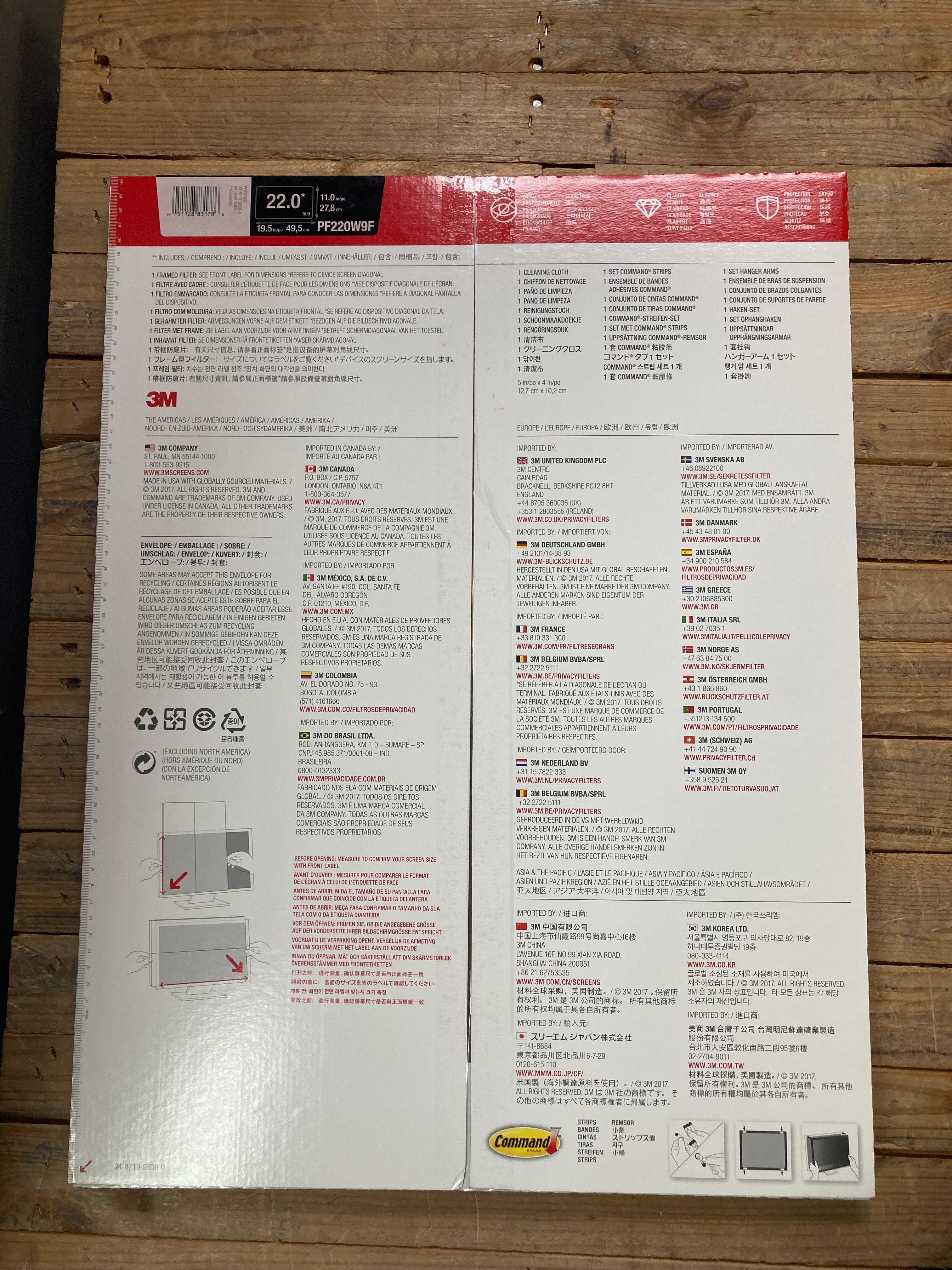 3M PF220W9F Framed Privacy Filter For Monitors 22" Lot Of 5
