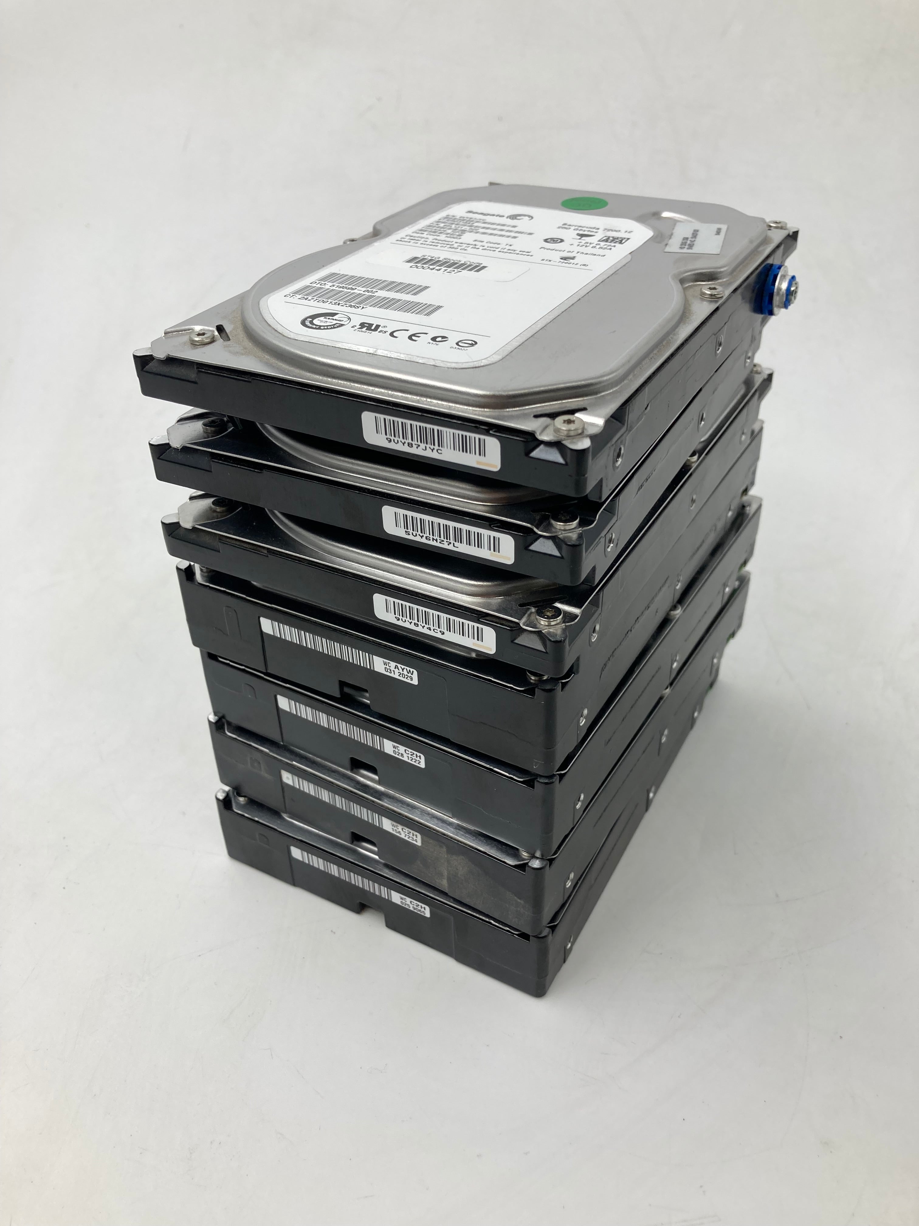 Batch of 7 3.5" 250GB SATA Hard Disk Drives - Mixed Brands