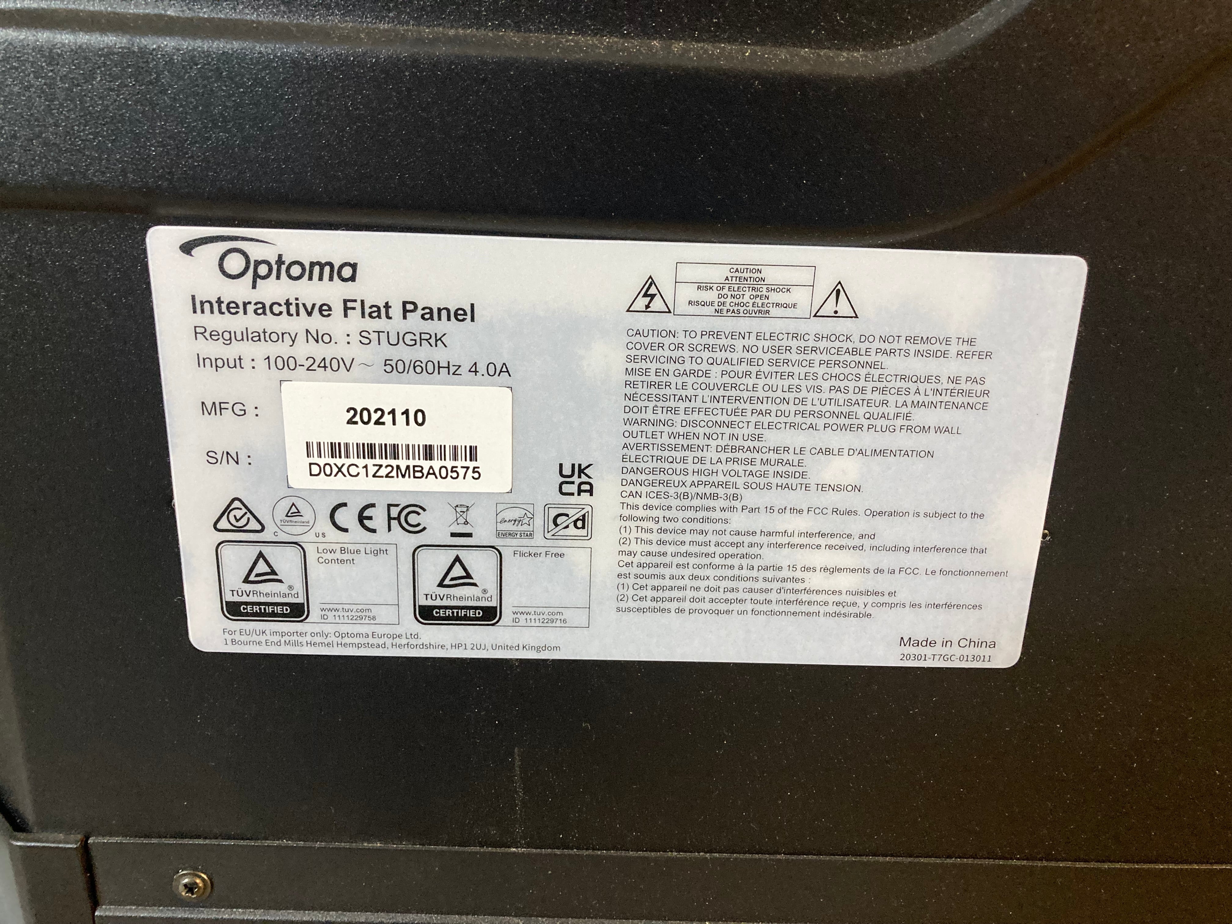 Optoma 3751RK 75" Interactive Touchscreen 4K 3840x2160