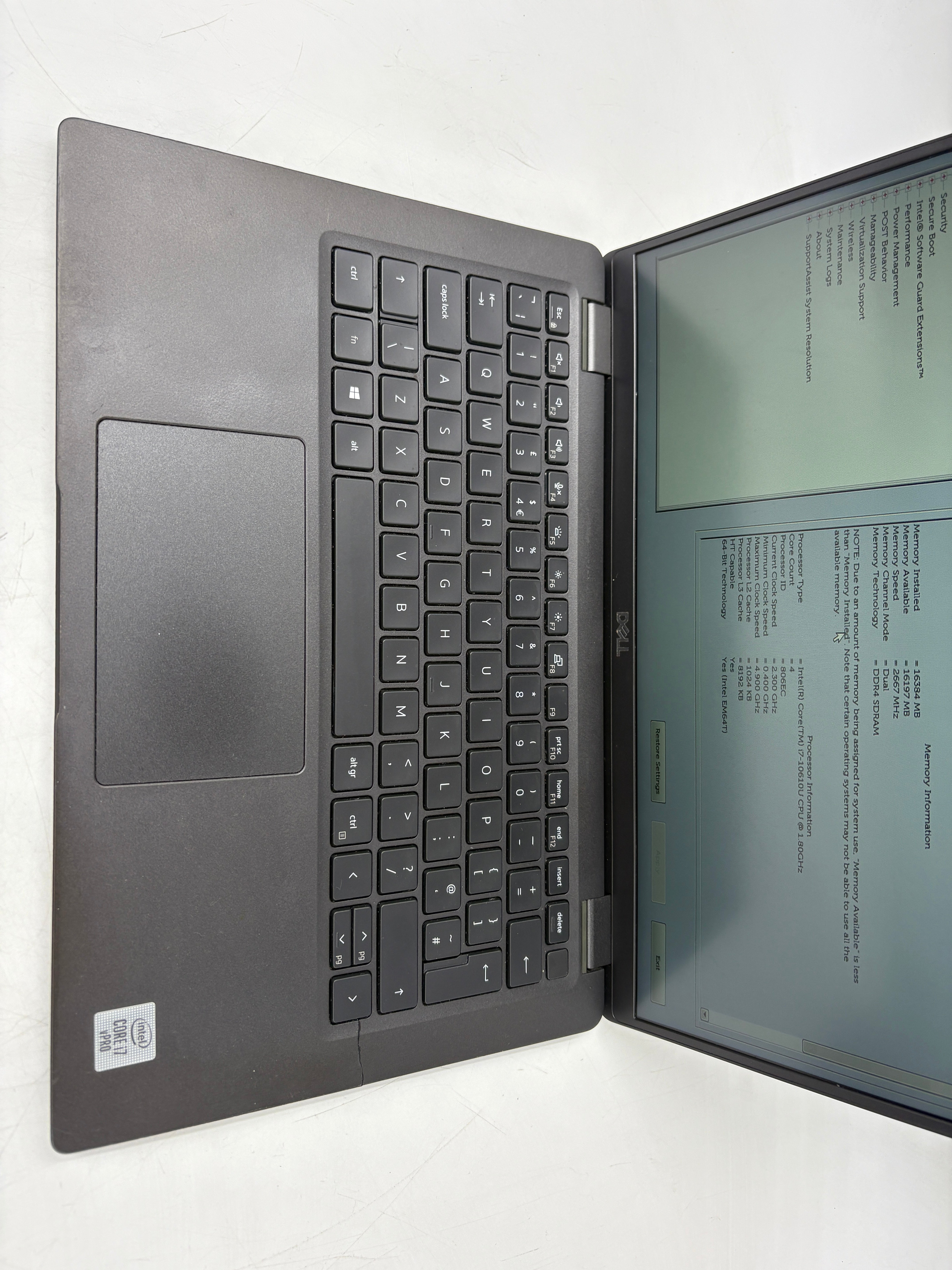 Dell Laptop Latitude 7410 14" Screen i7 10th Gen 16GB RAM NO SSD NO OS