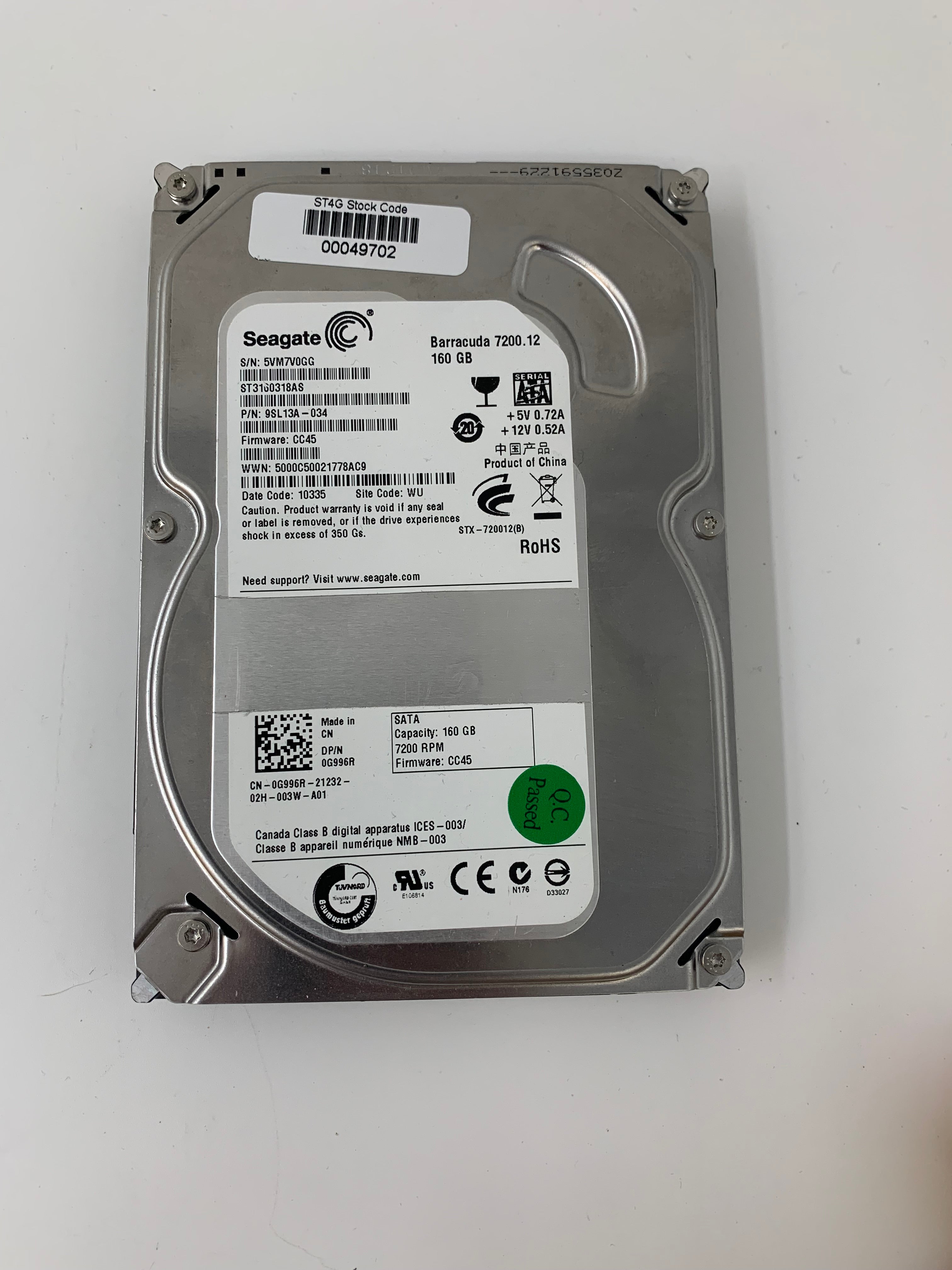 Seagate HDD | 160GB | 3.5 inch | SATA | MIXED MODELS | 7.2K RPM | Lot of 20