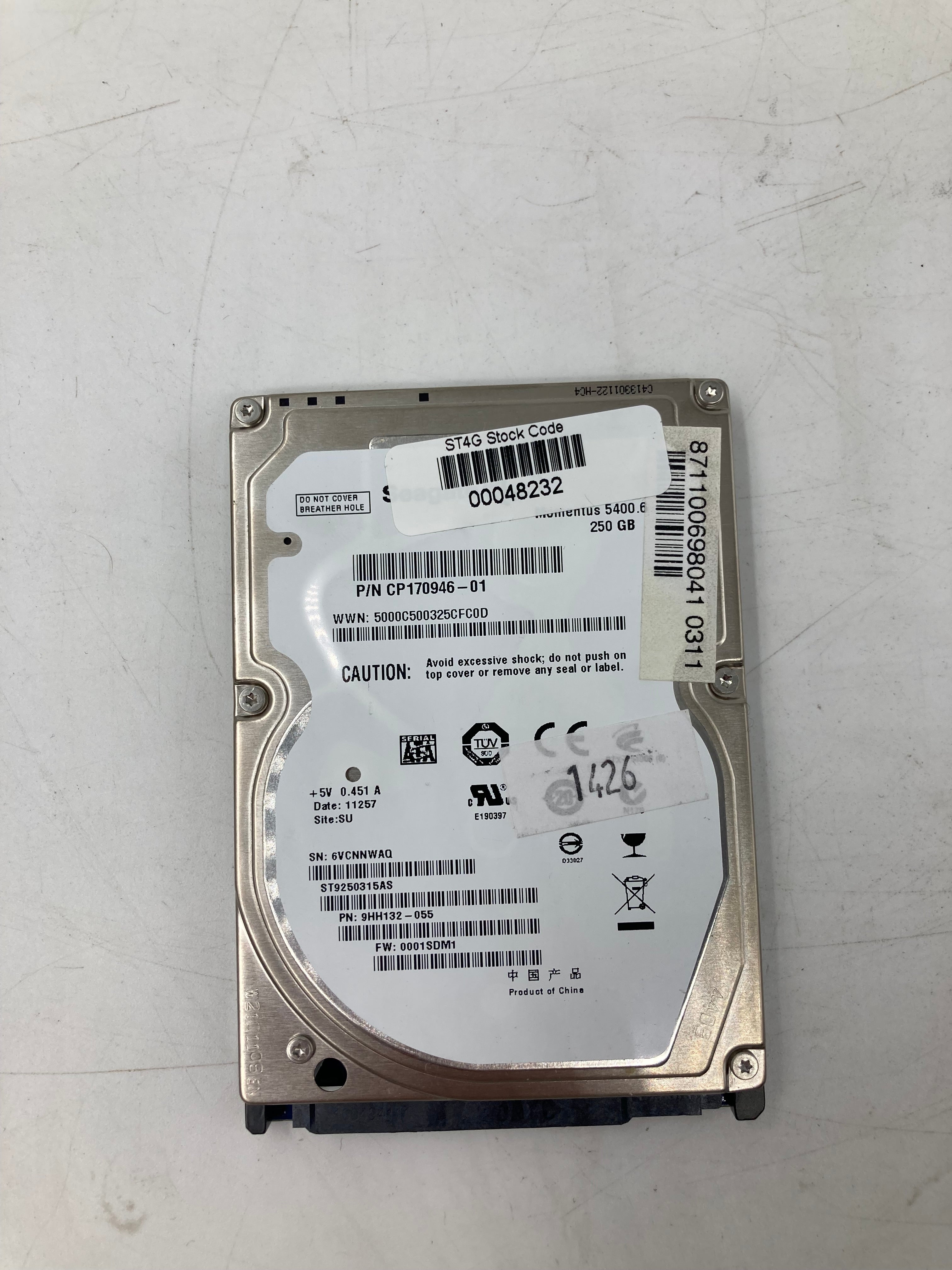 Seagate Hitachi Toshiba HDD 2.5" SATA 250GB 5.4K 7.2K RPM 1.5 3.0 Gbps Lot Of 5