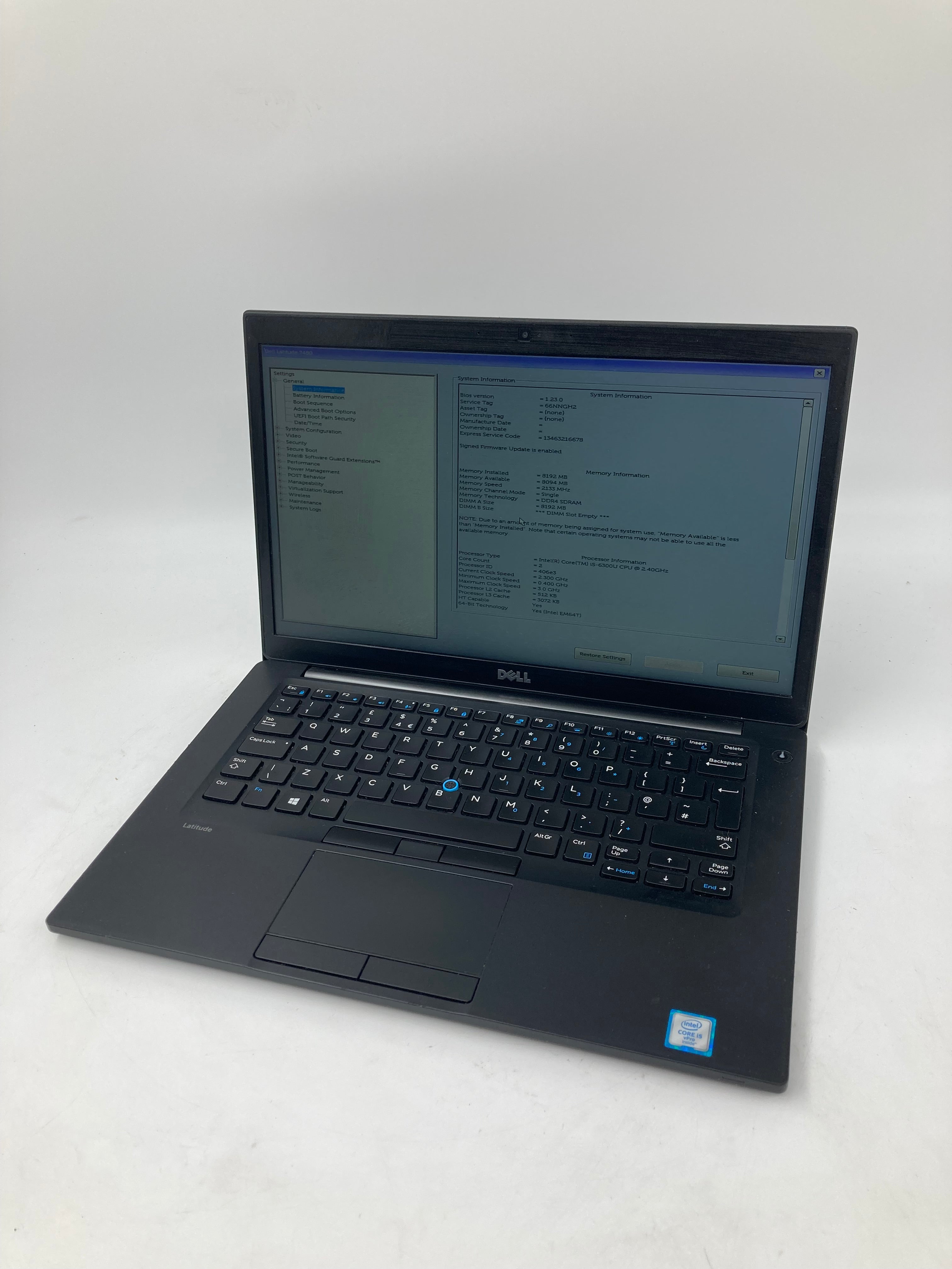 Dell Laptop Latitude 7480 14" i5 6th Gen 8GB RAM 256GB SSD No OS